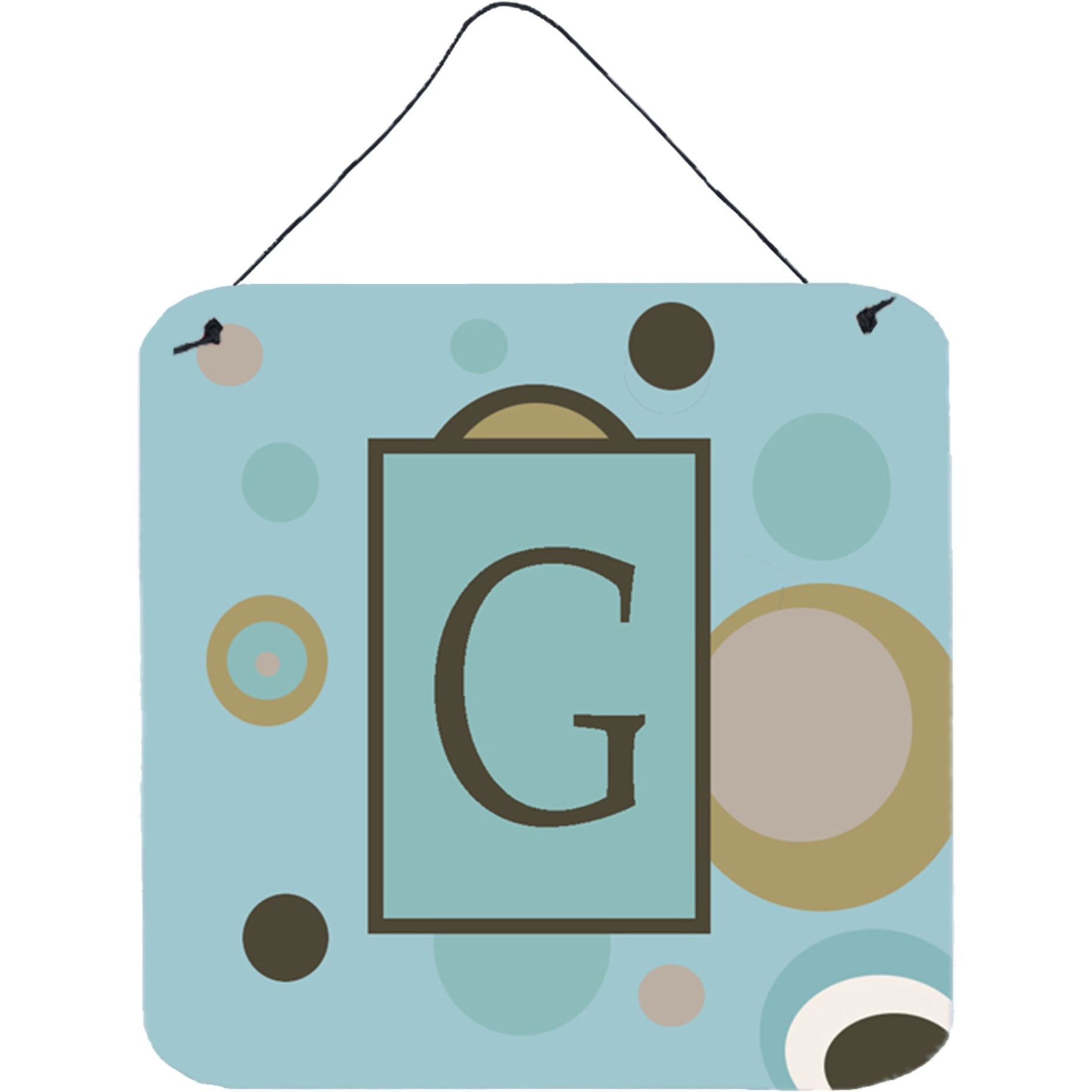 &quotCaroline's Treasures Letter G Initial with Monogram-Blue Dots Wall or Door Hanging Prints, 6 x 6"", Multicolor"