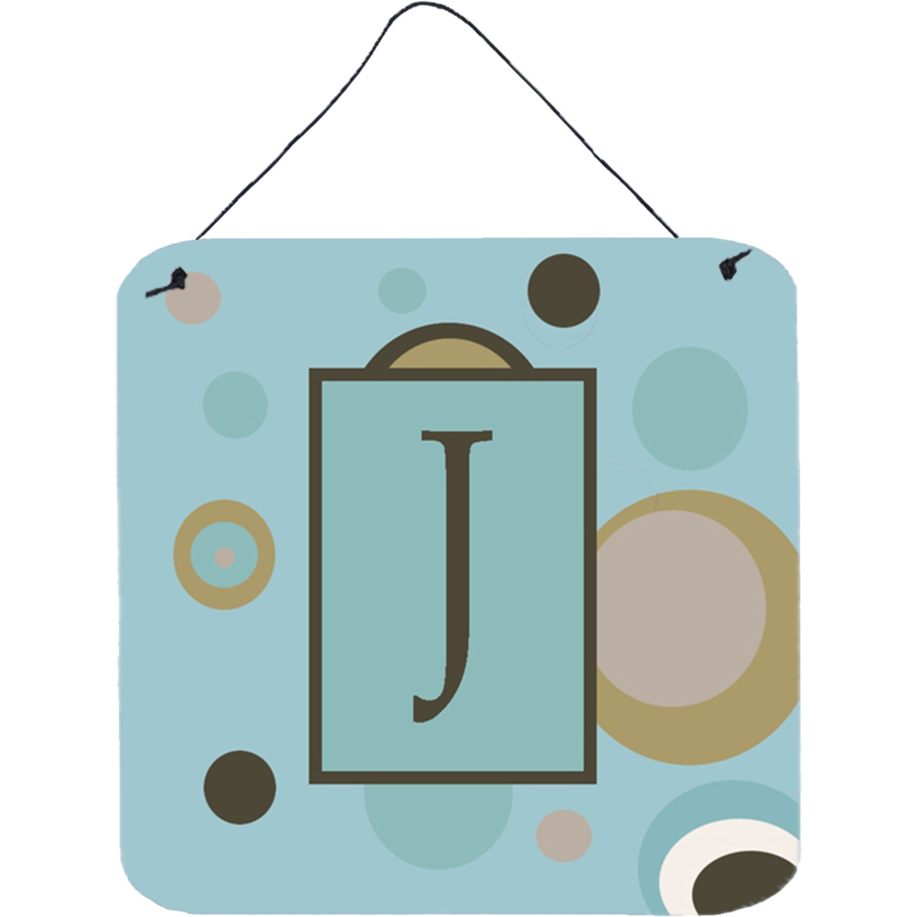 &quotCaroline's Treasures Letter J Initial with Monogram-Blue Dots Wall or Door Hanging Prints, 6 x 6"", Multicolor"