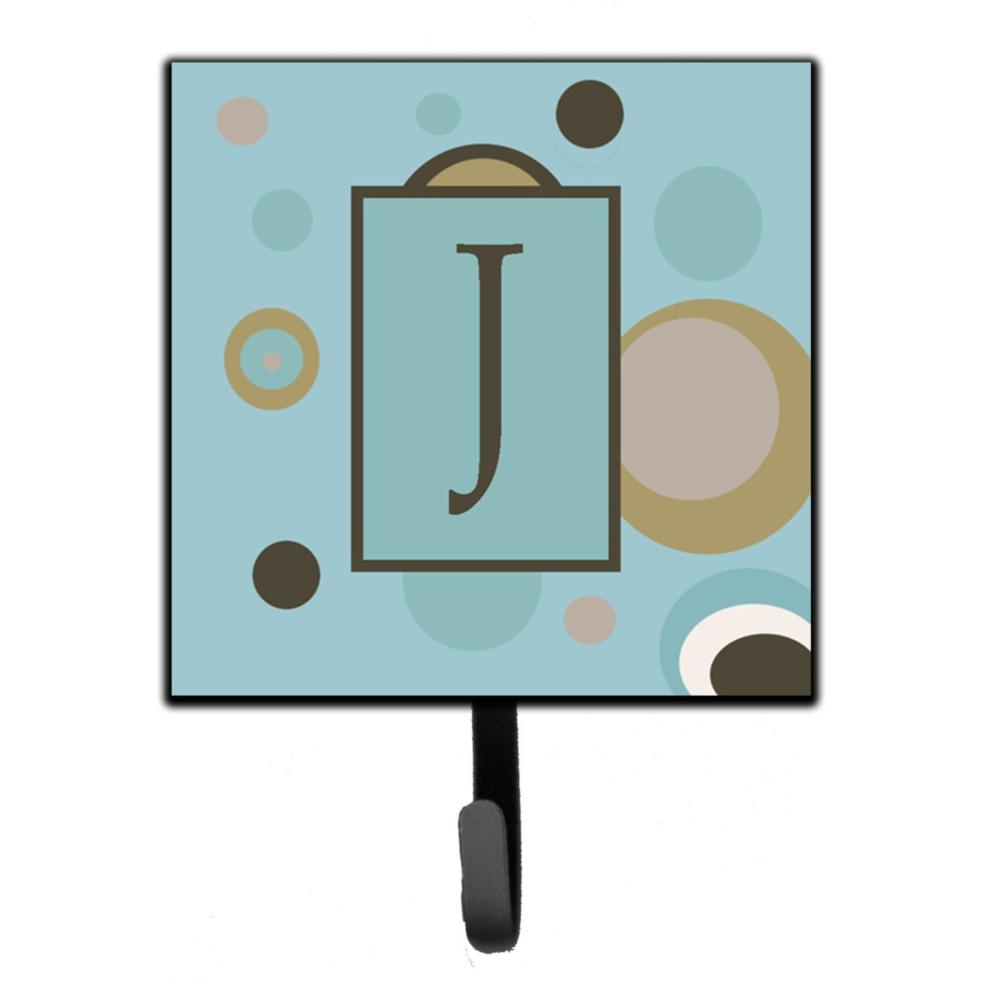 &quotCaroline's Treasures CJ1013-JSH4 Letter J Initial Monogram-Blue Dots Leash Holder or Key Hook, Small, Multicolor"