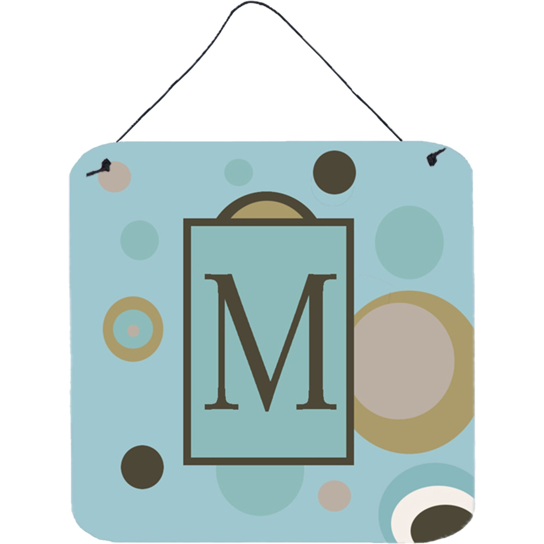 &quotCaroline's Treasures Letter M Initial with Monogram-Blue Dots Wall or Door Hanging Prints, 6 x 6"", Multicolor"