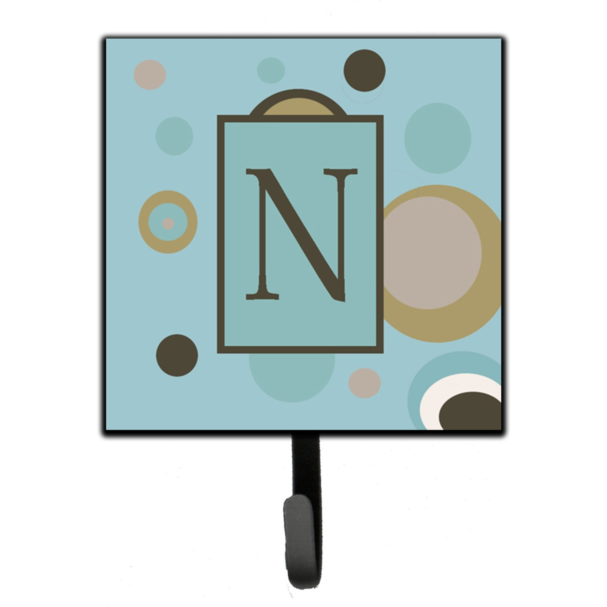 &quotCaroline's Treasures CJ1013-NSH4 Letter N Initial Monogram-Blue Dots Leash Holder or Key Hook, Small, Multicolor"