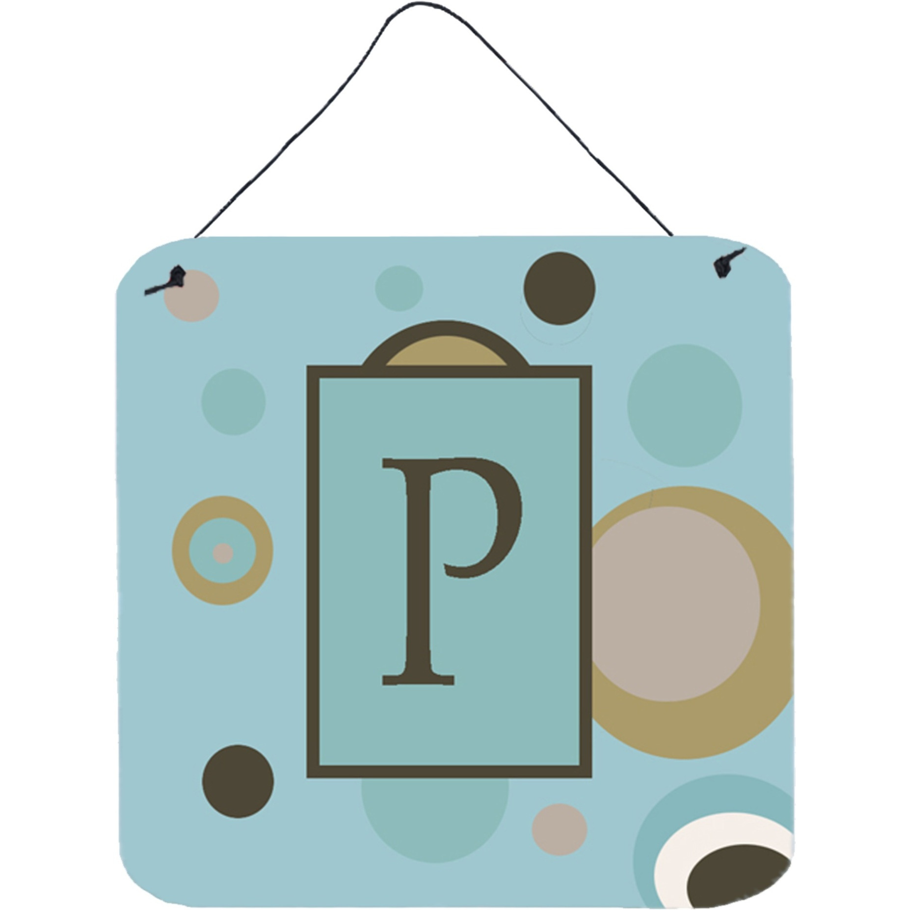 &quotCaroline's Treasures Letter P Initial with Monogram-Blue Dots Wall or Door Hanging Prints, 6 x 6"", Multicolor"