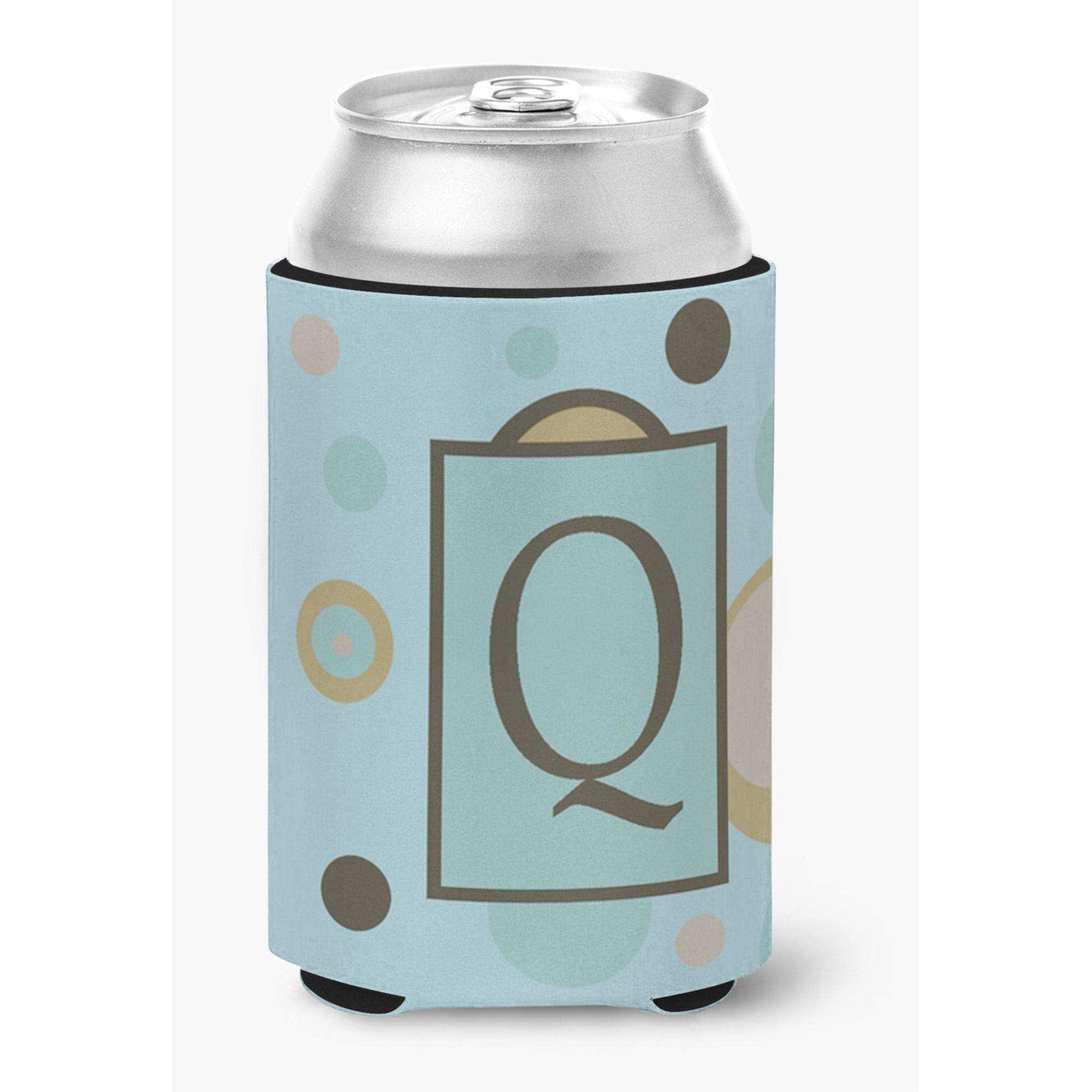 Letter Q Initial Monogram - Blue Dots Can or Bottle Beverage Insulator Hugger