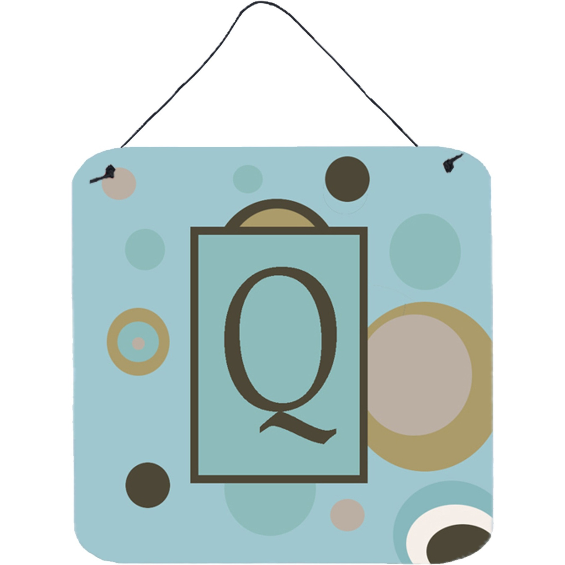 &quotCaroline's Treasures Letter Q Initial with Monogram-Blue Dots Wall or Door Hanging Prints, 6 x 6"", Multicolor"