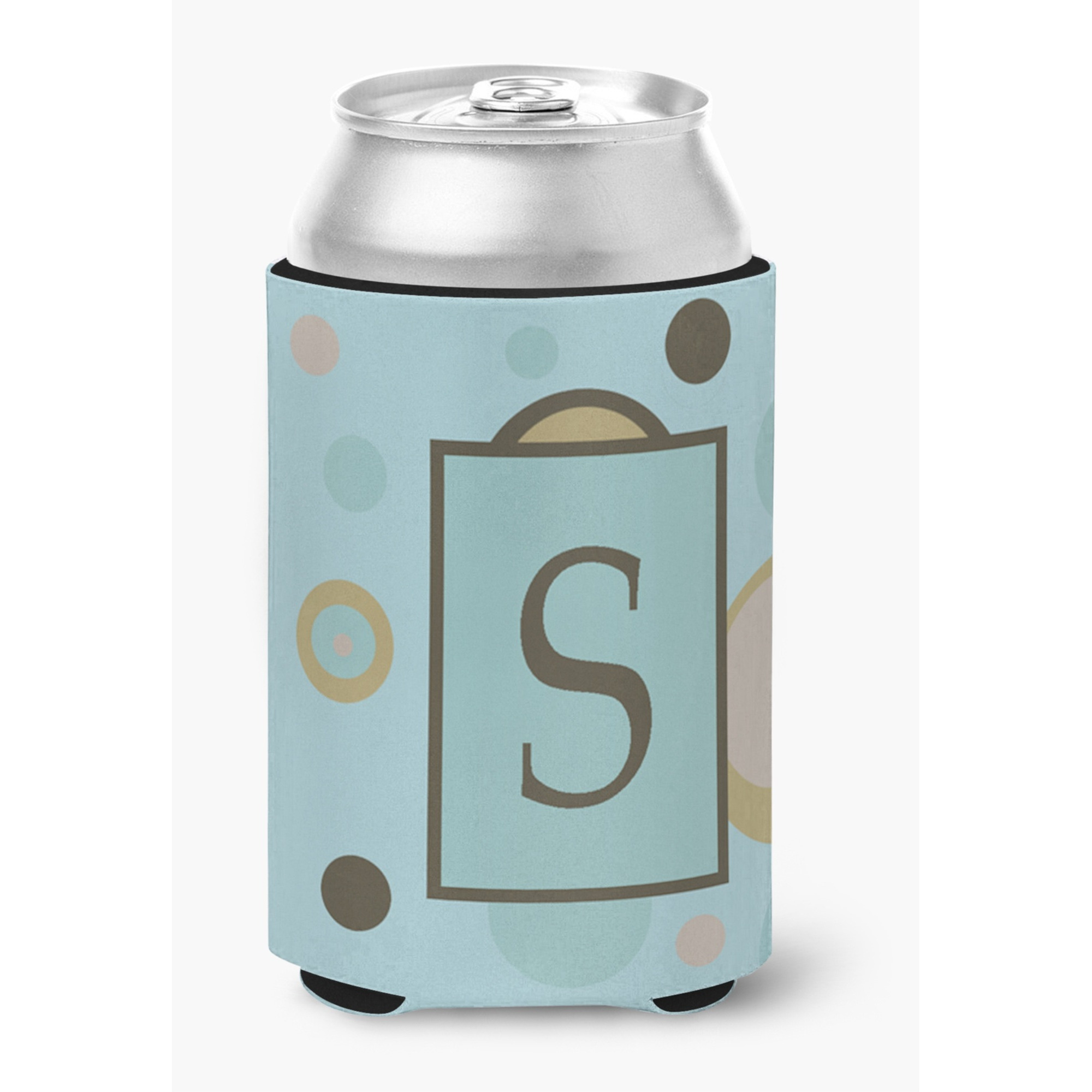 Letter S Initial Monogram - Blue Dots Can or Bottle Beverage Insulator Hugger