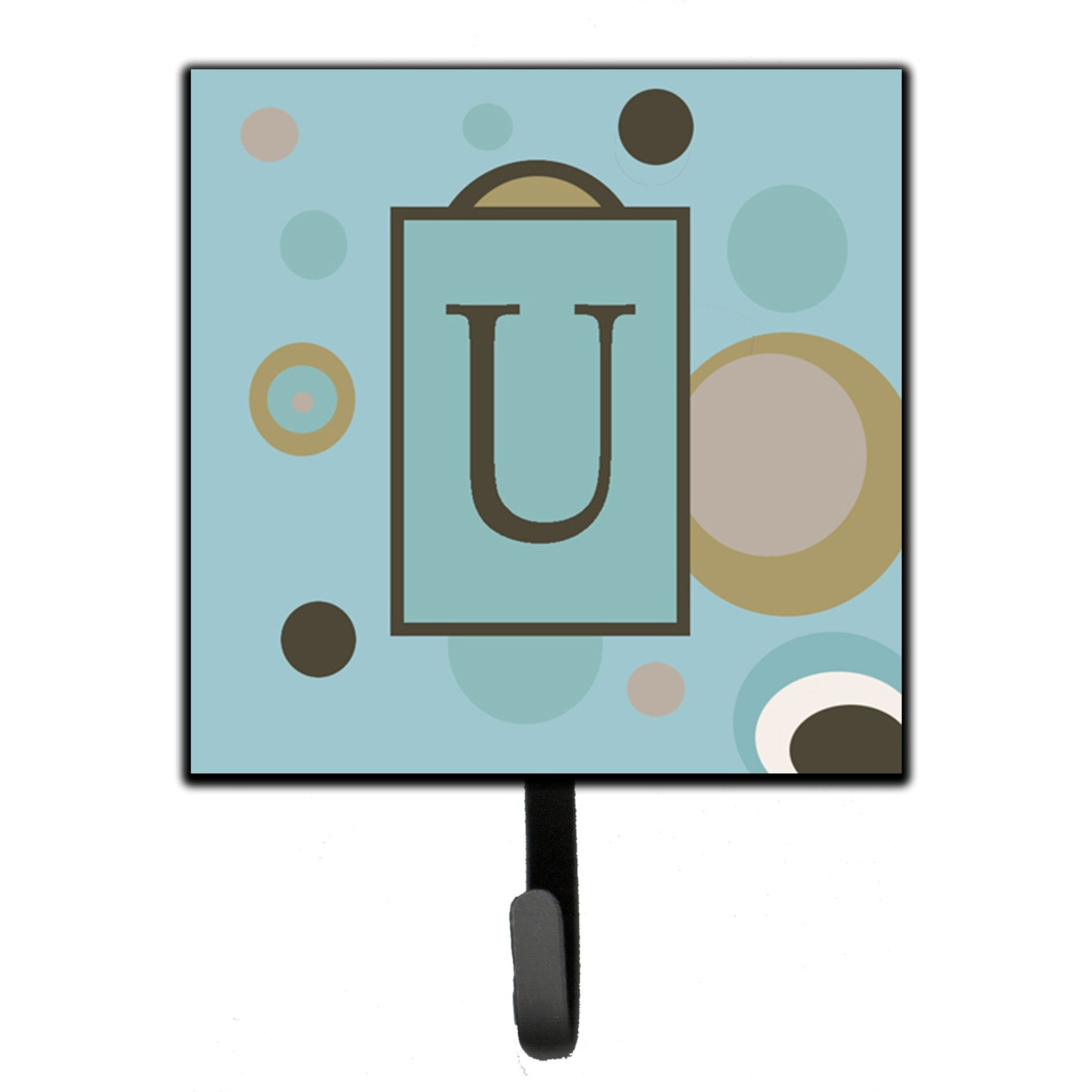 &quotCaroline's Treasures CJ1013-USH4 Letter U Initial Monogram-Blue Dots Leash Holder or Key Hook, Small, Multicolor"