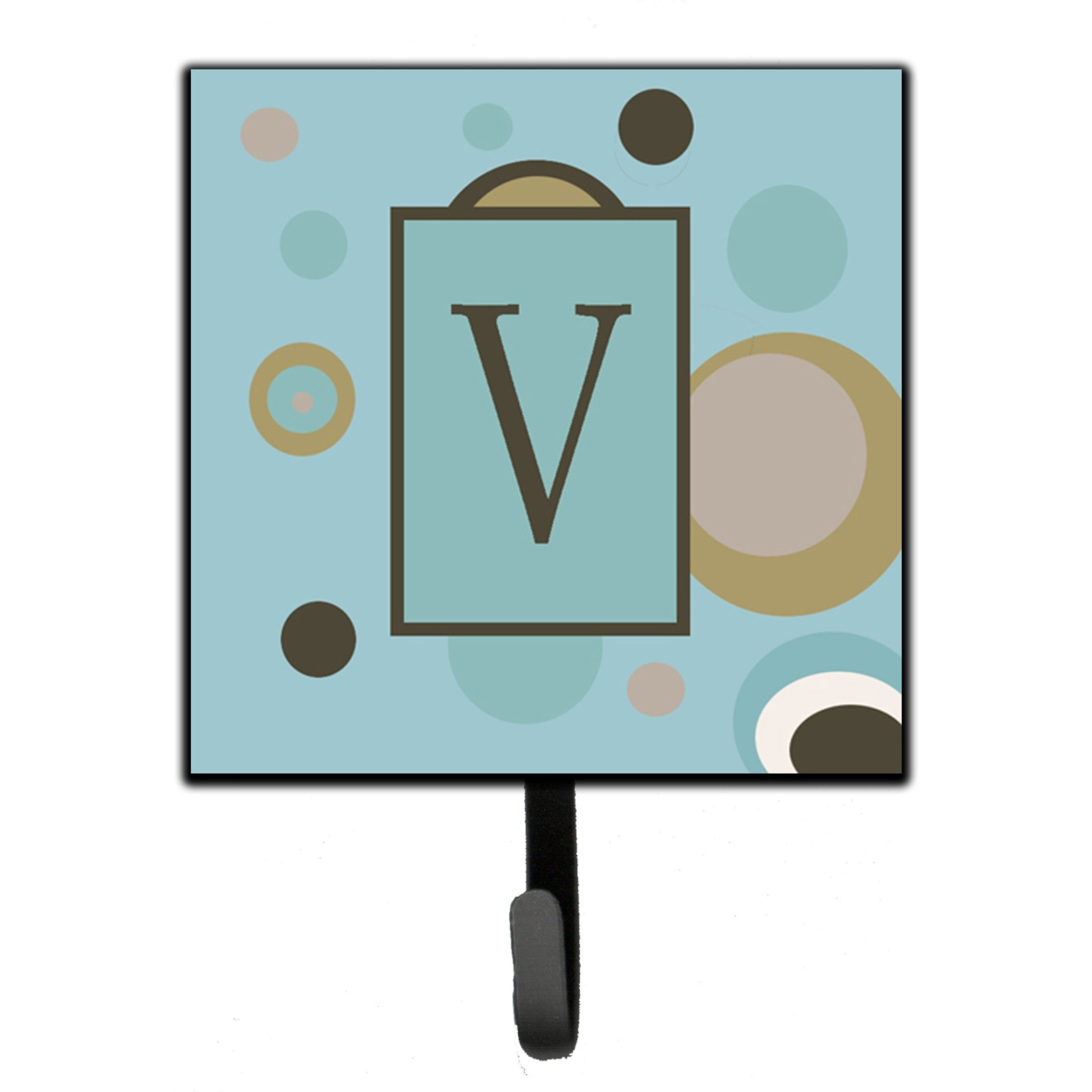 &quotCaroline's Treasures CJ1013-VSH4 Letter V Initial Monogram-Blue Dots Leash Holder or Key Hook, Small, Multicolor"