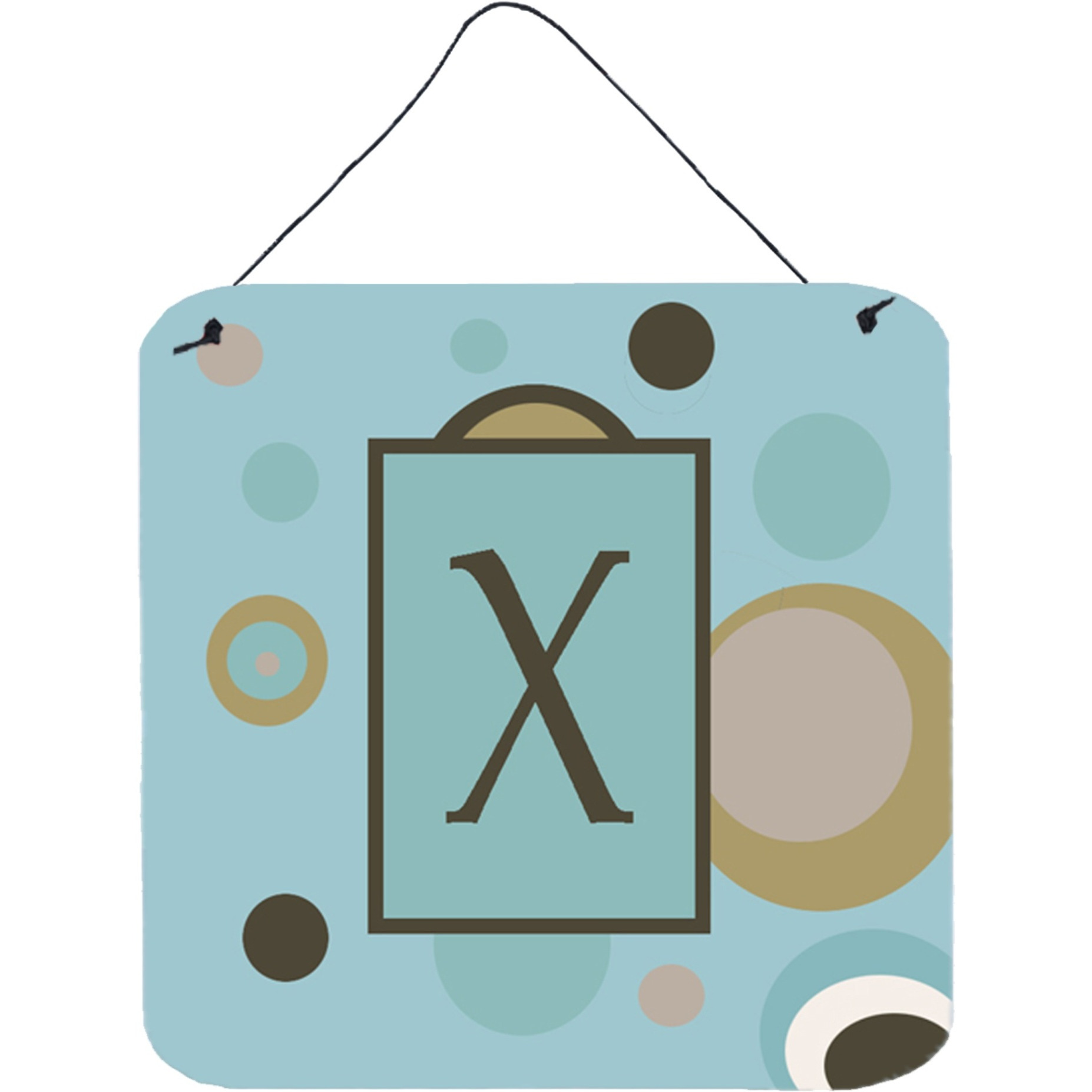 &quotCaroline's Treasures Letter X Initial with Monogram-Blue Dots Wall or Door Hanging Prints, 6 x 6"", Multicolor"
