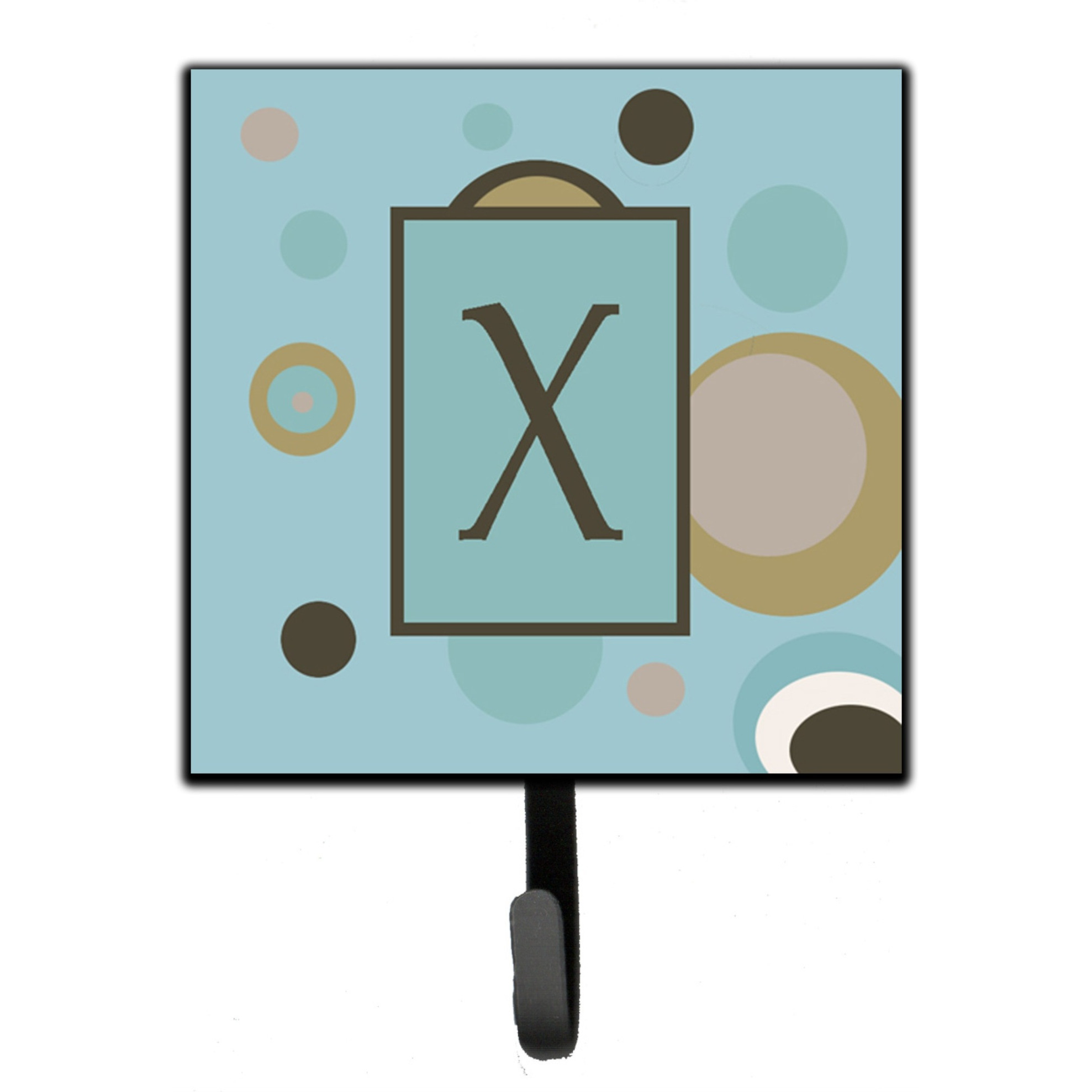 &quotCaroline's Treasures CJ1013-XSH4 Letter X Initial Monogram-Blue Dots Leash Holder or Key Hook, Small, Multicolor"