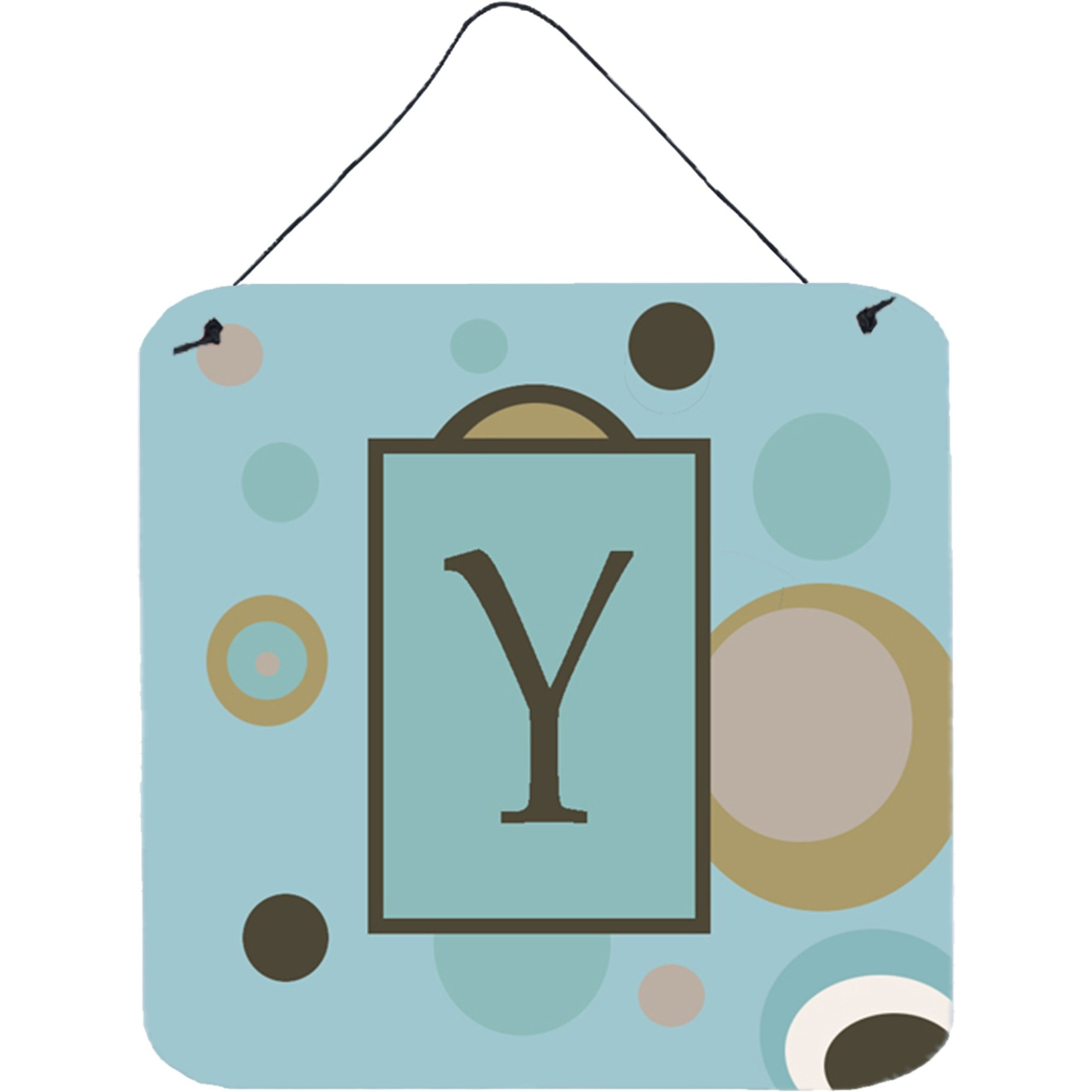&quotCaroline's Treasures Letter Y Initial with Monogram-Blue Dots Wall or Door Hanging Prints, 6 x 6"", Multicolor"