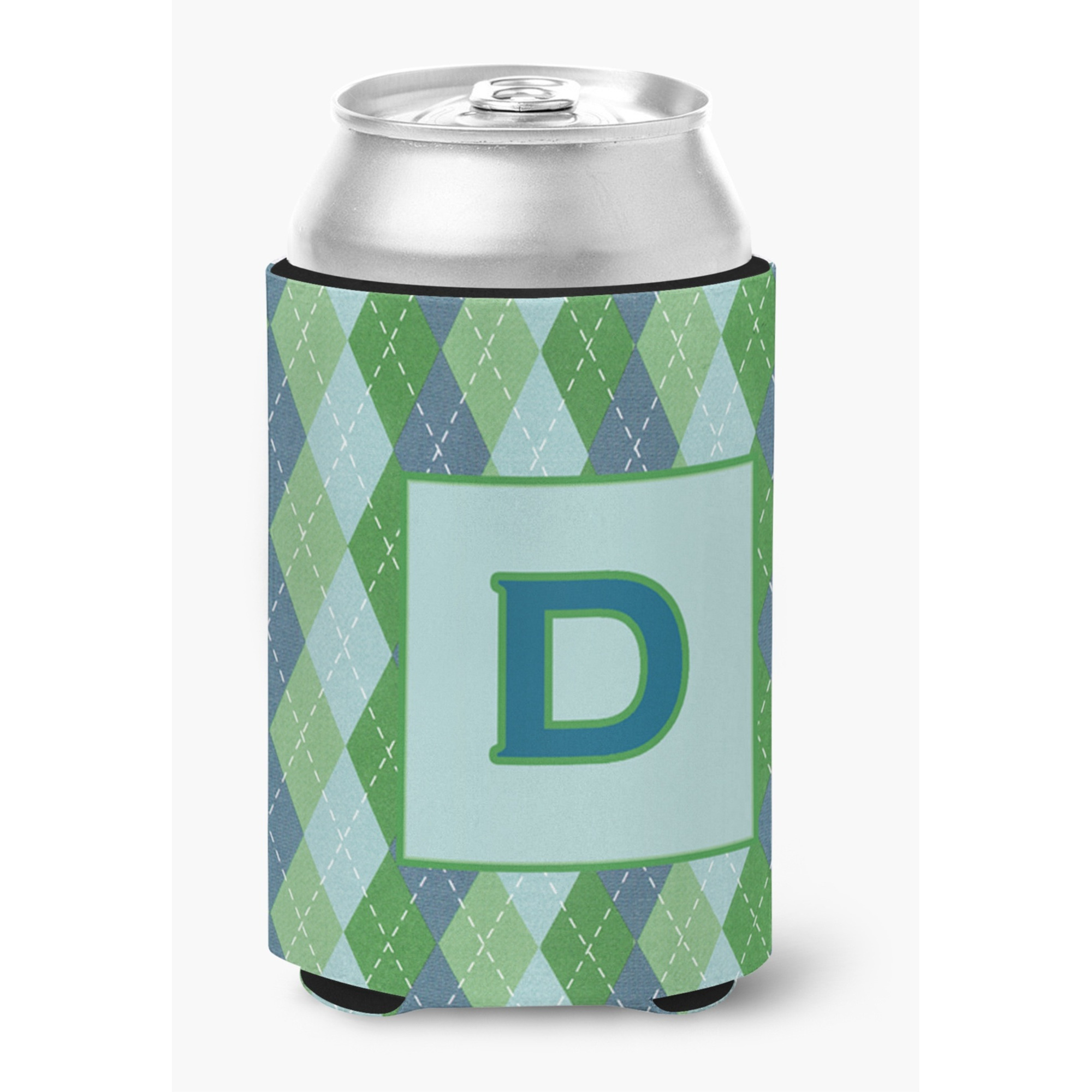 Letter D Initial Monogram - Blue Argoyle Can or Bottle Beverage Insulator Hugger