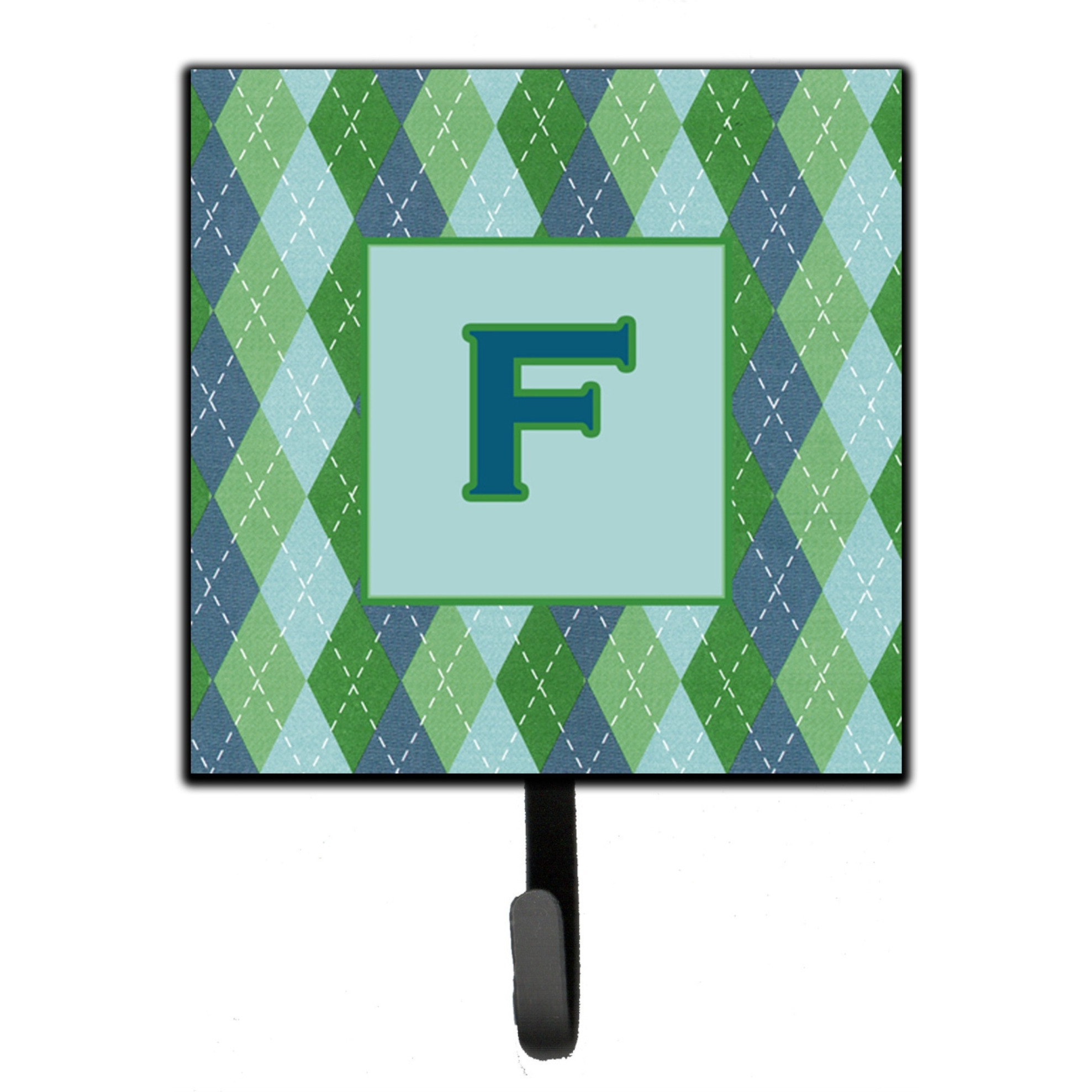 &quotCaroline's Treasures CJ1020-FSH4 Letter F Initial Monogram-Blue Argoyle Leash Holder or Key Hook, Small, Multicolor"
