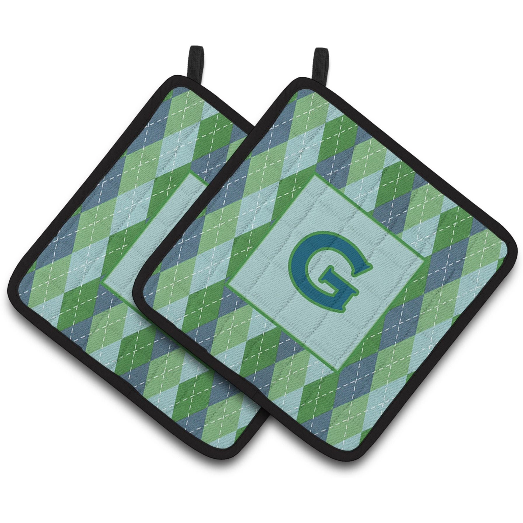 &quotCaroline's Treasures Monogram - Initial G Blue Argoyle Pair of Pot Holders CJ1020-GPTHD, 7.5HX7.5W, Multicolor"
