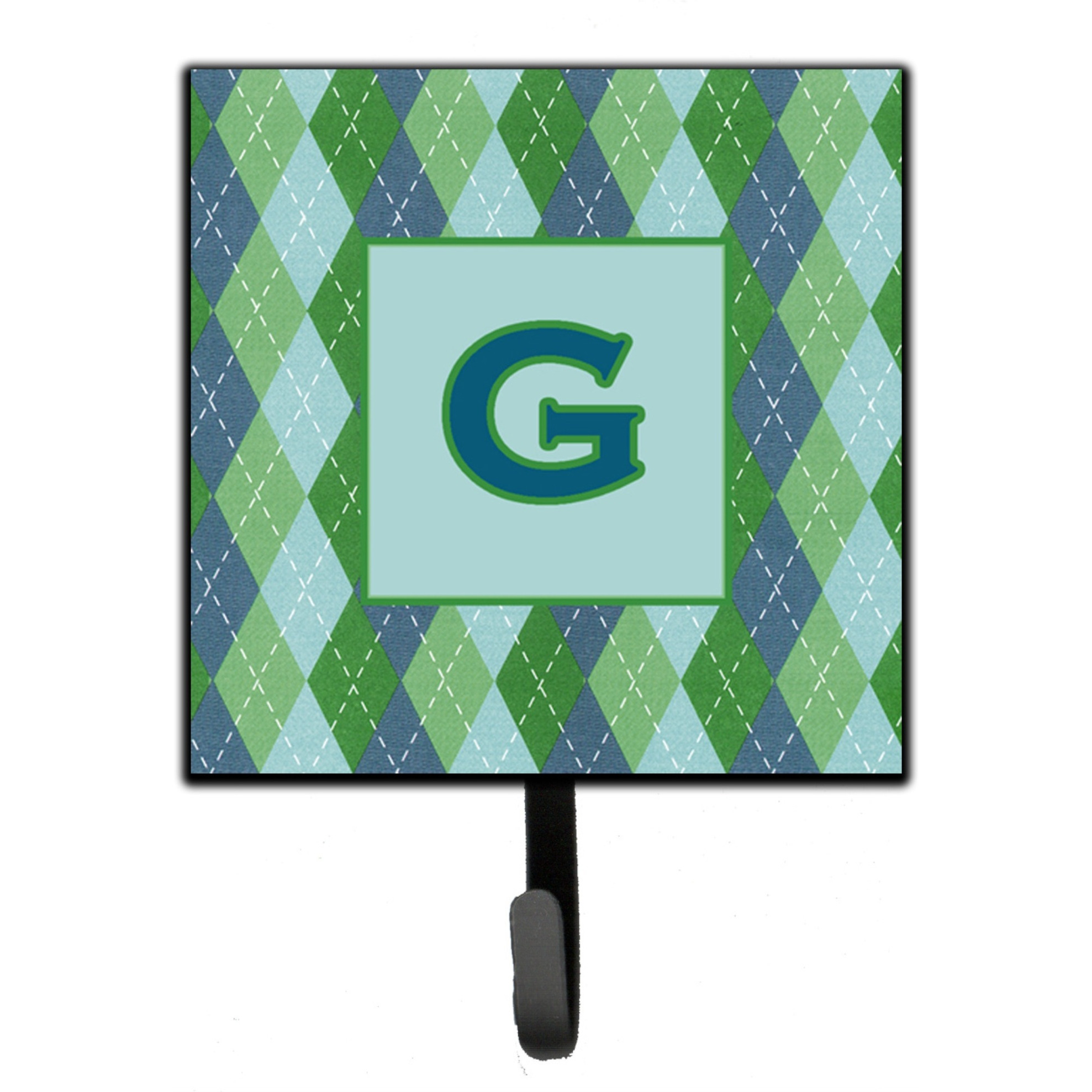 &quotCaroline's Treasures CJ1020-GSH4 Letter G Initial Monogram-Blue Argoyle Leash Holder or Key Hook, Small, Multicolor"