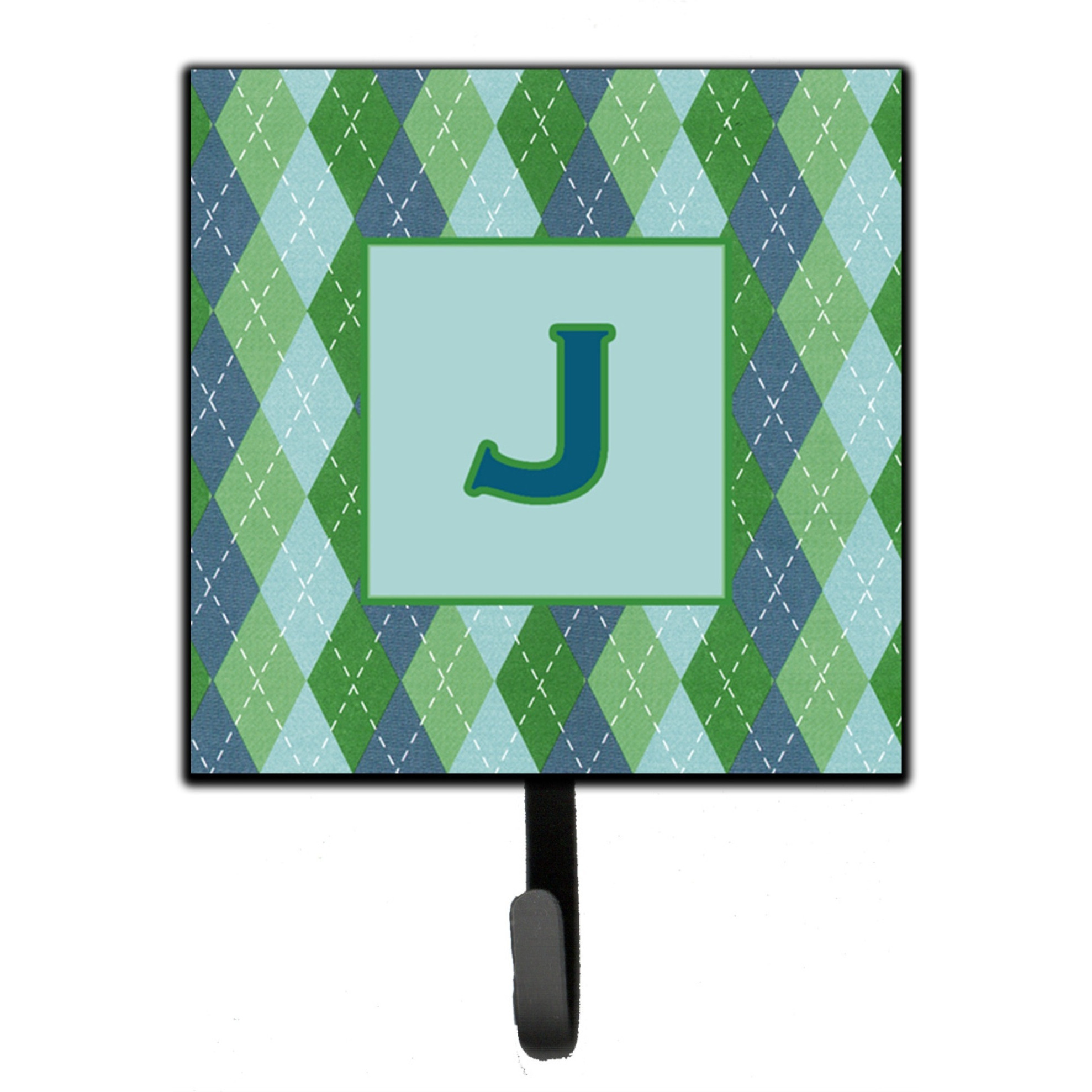 &quotCaroline's Treasures CJ1020-JSH4 Letter J Initial Monogram-Blue Argoyle Leash Holder or Key Hook, Small, Multicolor"