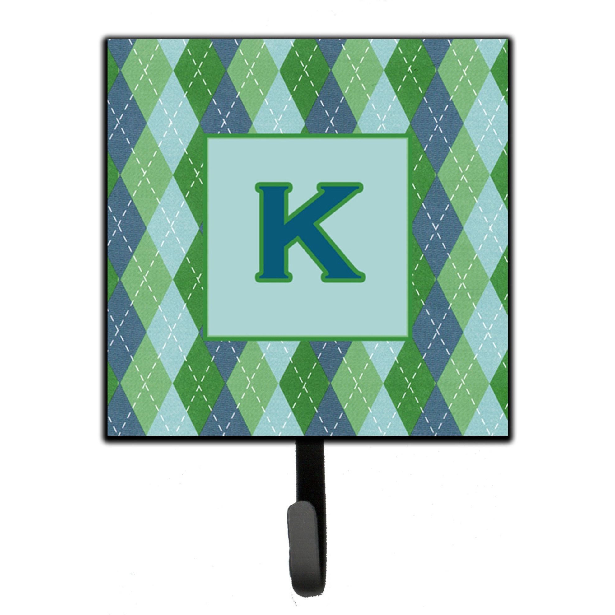 &quotCaroline's Treasures CJ1020-KSH4 Letter K Initial Monogram-Blue Argoyle Leash Holder or Key Hook, Small, Multicolor"