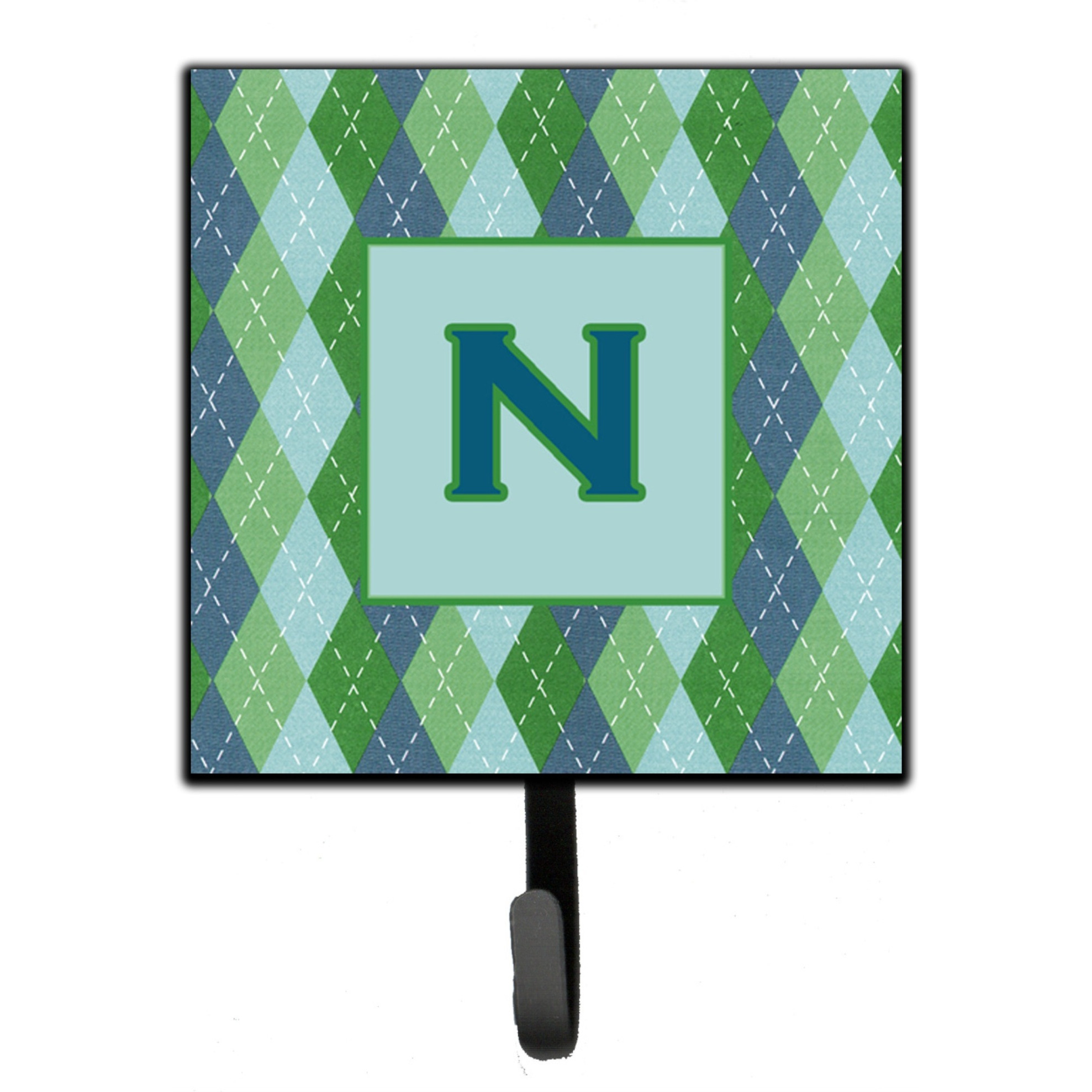 &quotCaroline's Treasures CJ1020-NSH4 Letter N Initial Monogram-Blue Argoyle Leash Holder or Key Hook, Small, Multicolor"