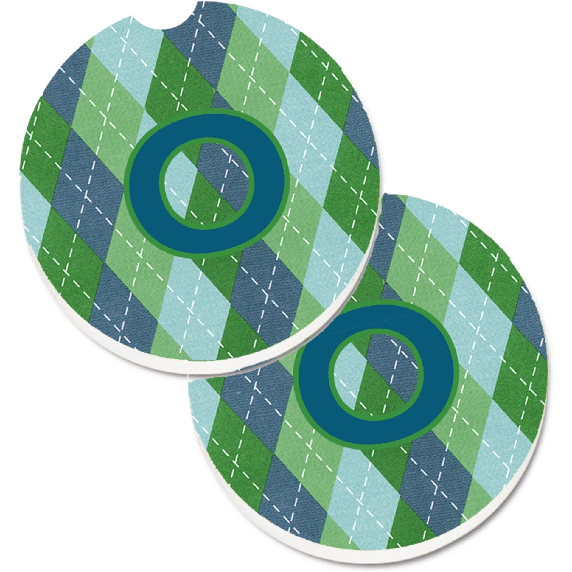 &quotCaroline's Treasures Initial O Monogram - Blue Argoyle Set of 2 Cup Holder Car Coasters CJ1020-OCARC, 2.56, Multicolor"