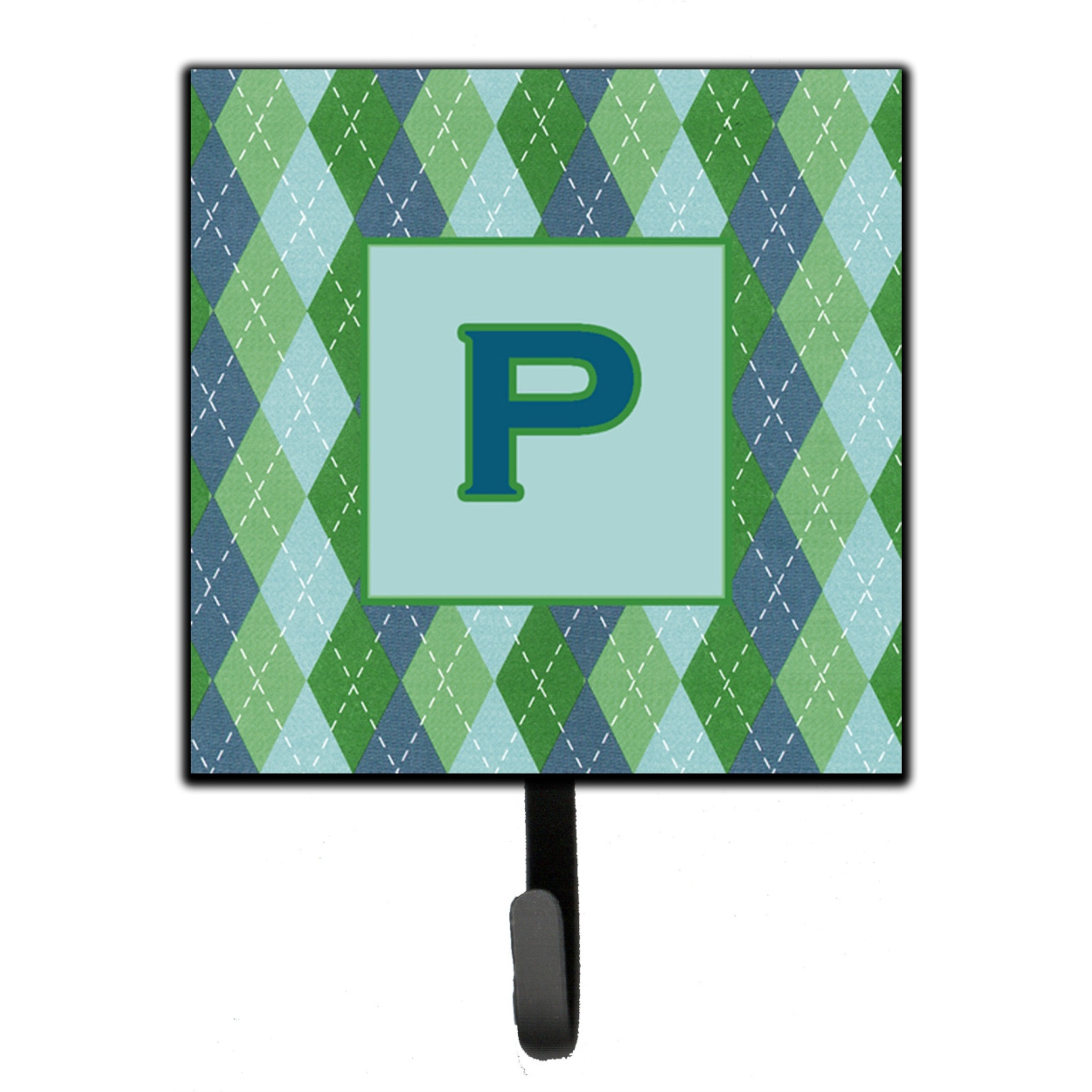 &quotCaroline's Treasures CJ1020-PSH4 Letter P Initial Monogram-Blue Argoyle Leash Holder or Key Hook, Small, Multicolor"