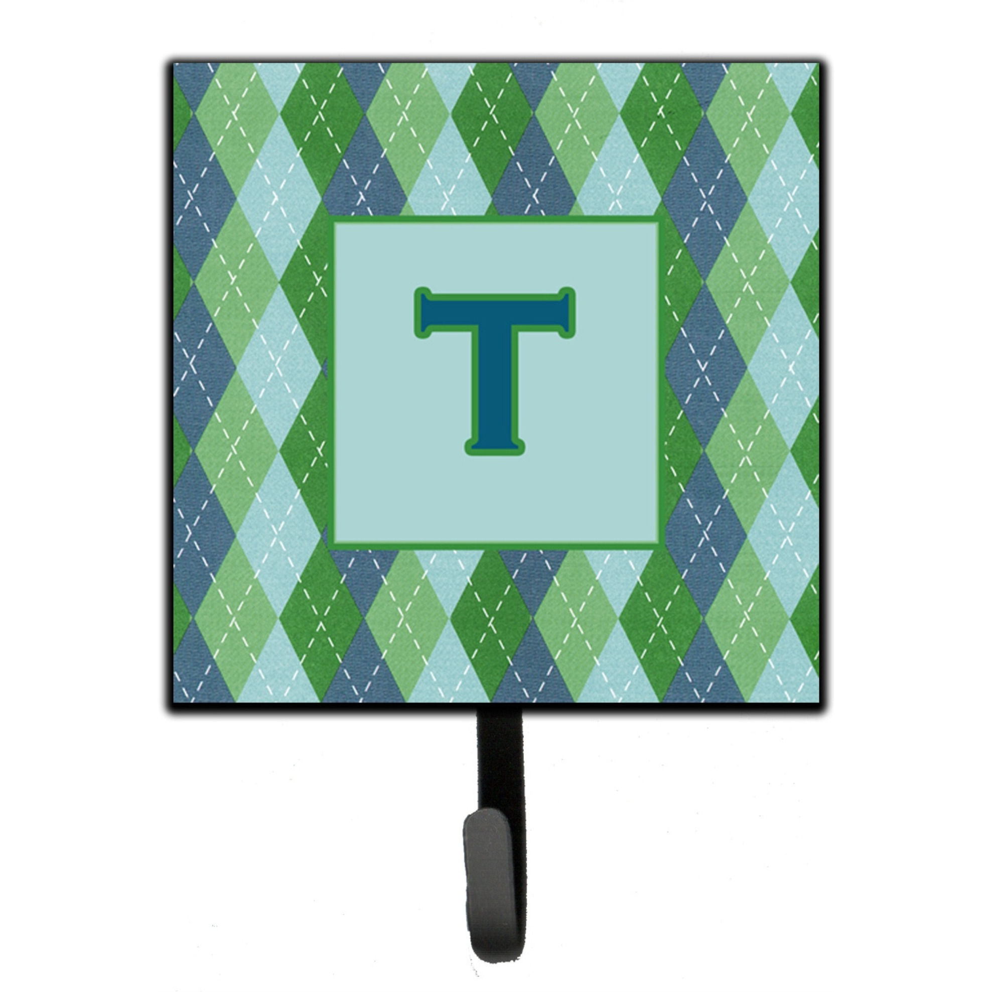 &quotCaroline's Treasures CJ1020-TSH4 Letter T Initial Monogram-Blue Argoyle Leash Holder or Key Hook, Small, Multicolor"