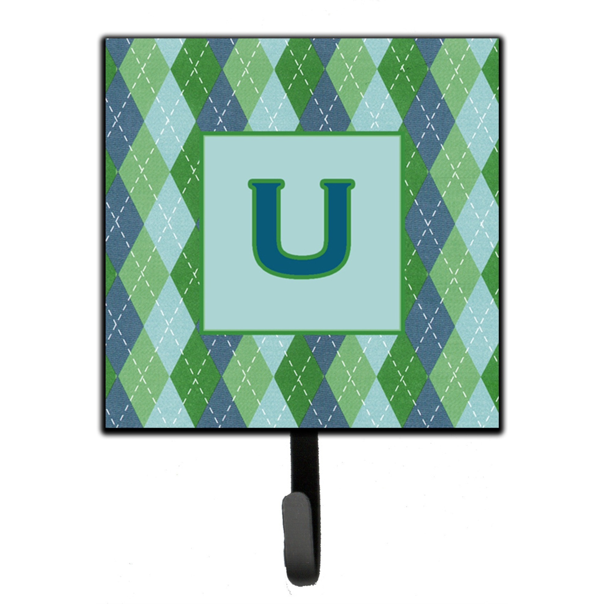 &quotCaroline's Treasures CJ1020-USH4 Letter U Initial Monogram-Blue Argoyle Leash Holder or Key Hook, Small, Multicolor"