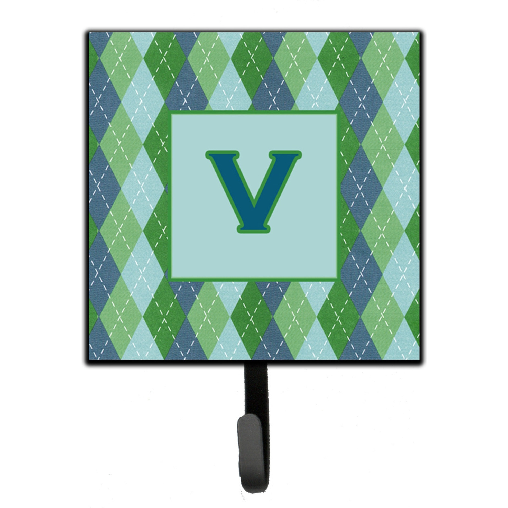 &quotCaroline's Treasures CJ1020-VSH4 Letter V Initial Monogram-Blue Argoyle Leash Holder or Key Hook, Small, Multicolor"