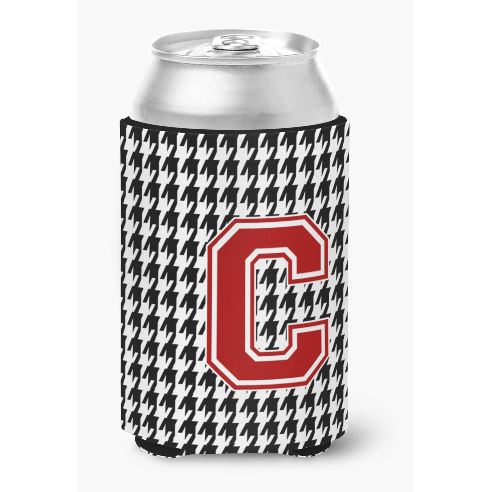 Monogram - Houndstooth Can or Bottle Beverage Insulator Hugger Initial C