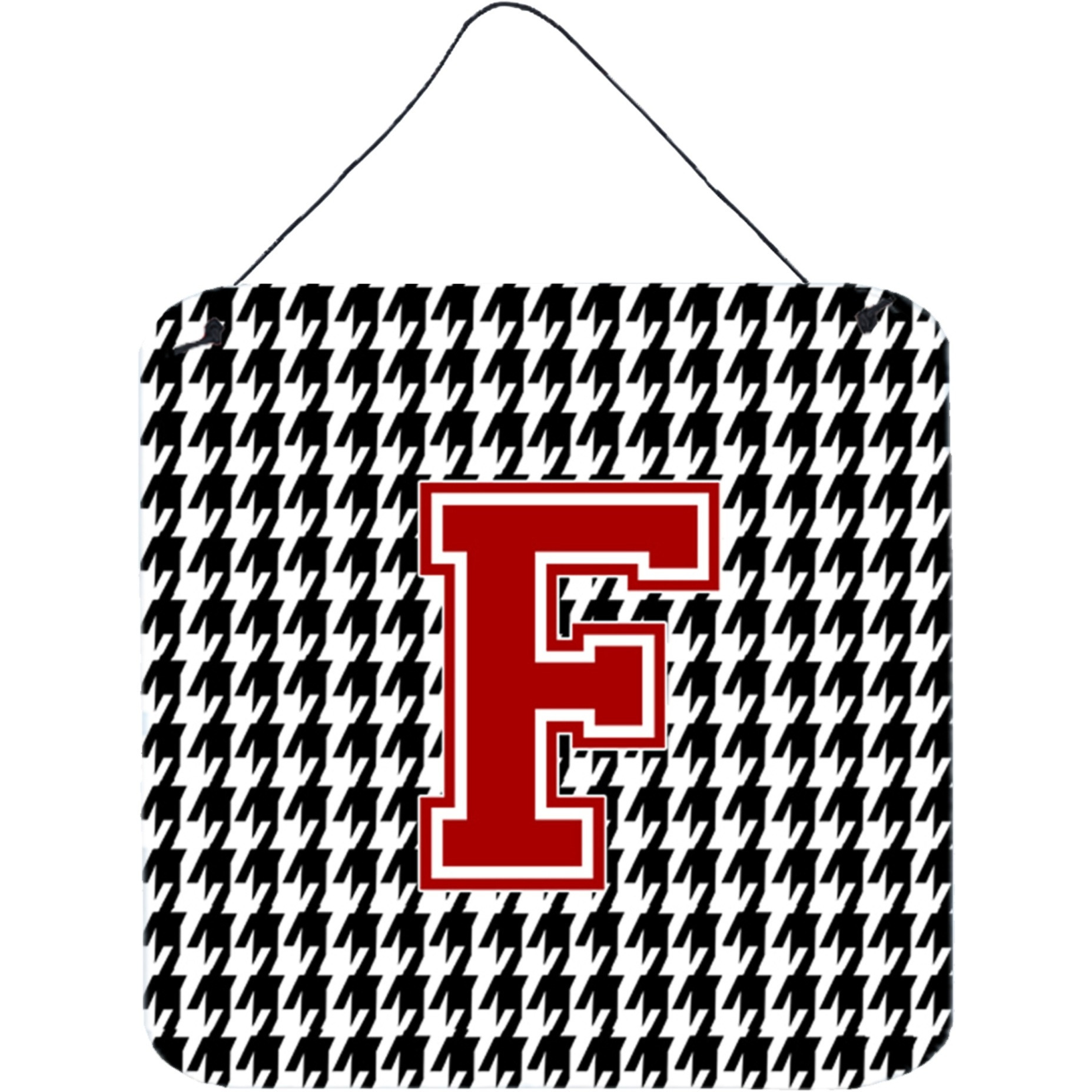 &quotCaroline's Treasures Monogram-Initial F Houndstooth Wall or Door Hanging Prints, 6 x 6"", Multicolor"