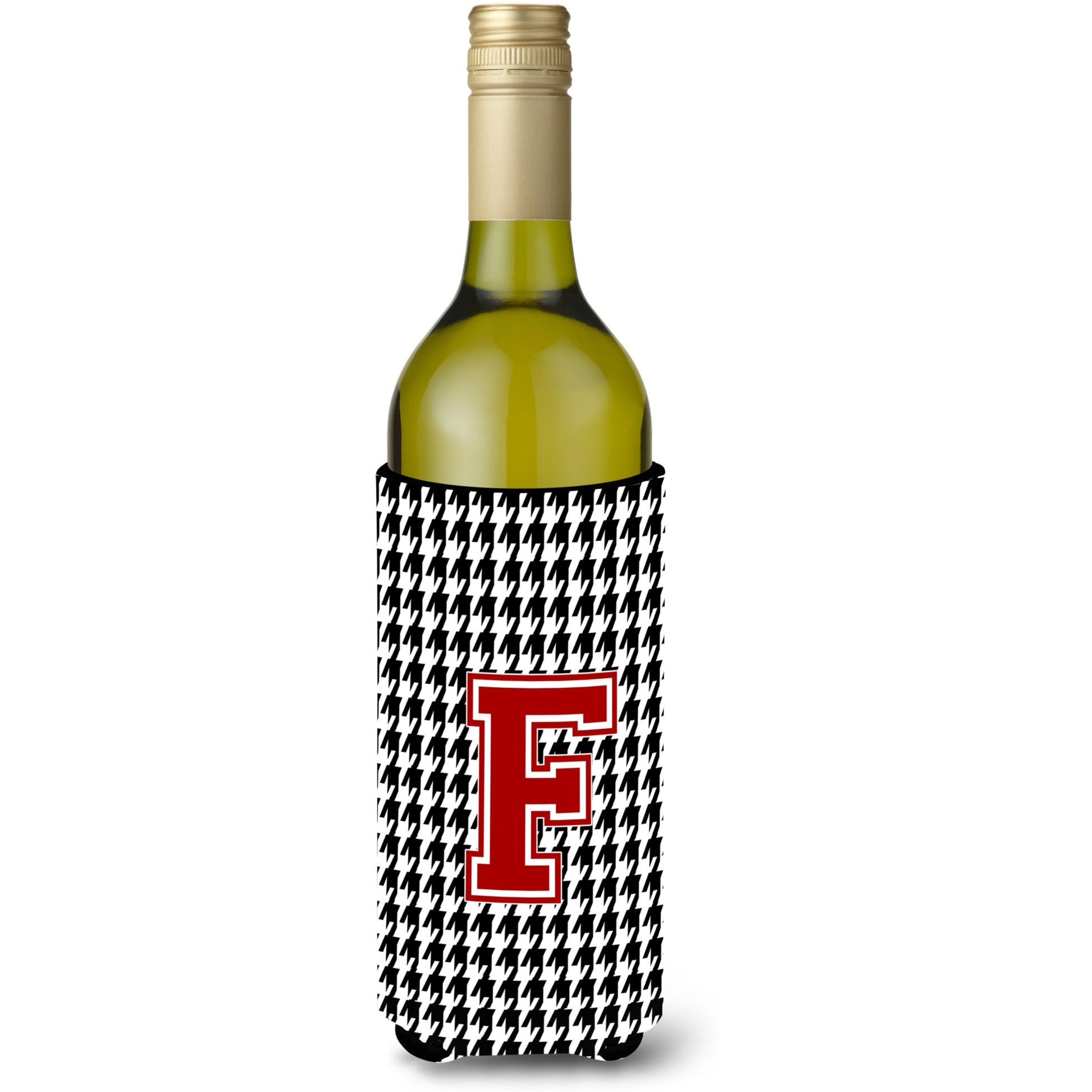Monogram - Houndstooth  Initial  F Wine Bottle Beverage Insulator Beverage Insulator Hugger
