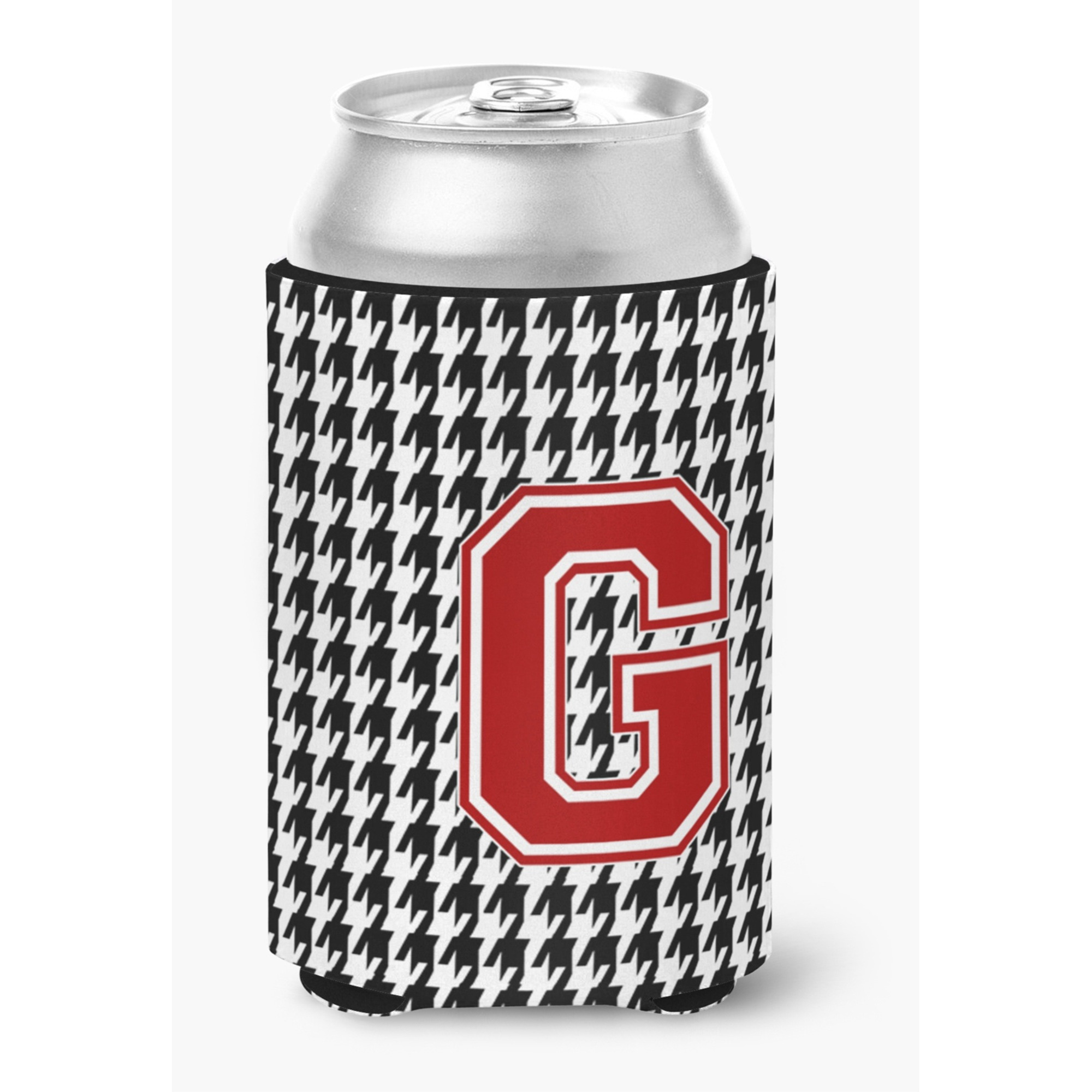 Monogram - Houndstooth Can or Bottle Beverage Insulator Hugger Initial G