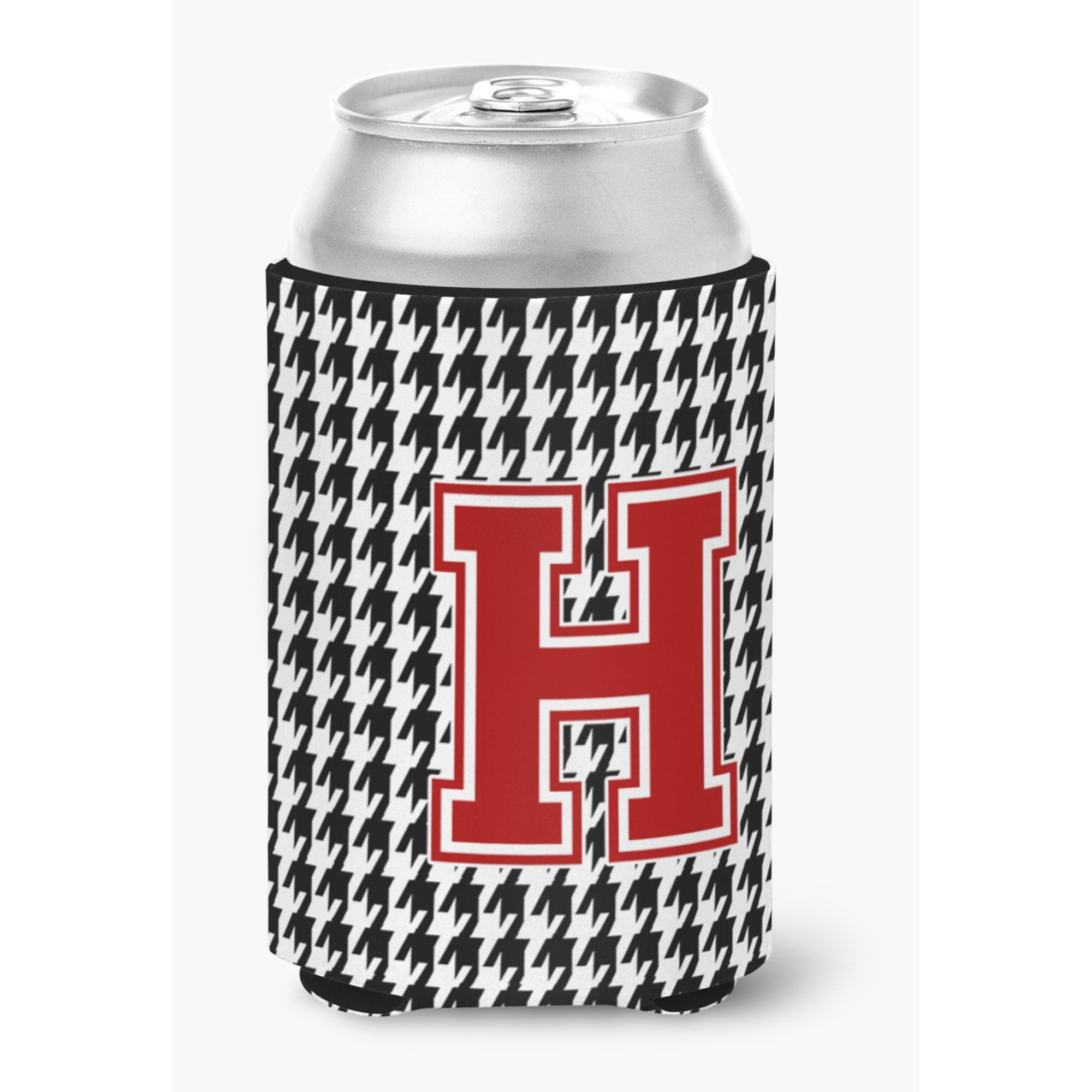 Monogram - Houndstooth Can or Bottle Beverage Insulator Hugger Initial H