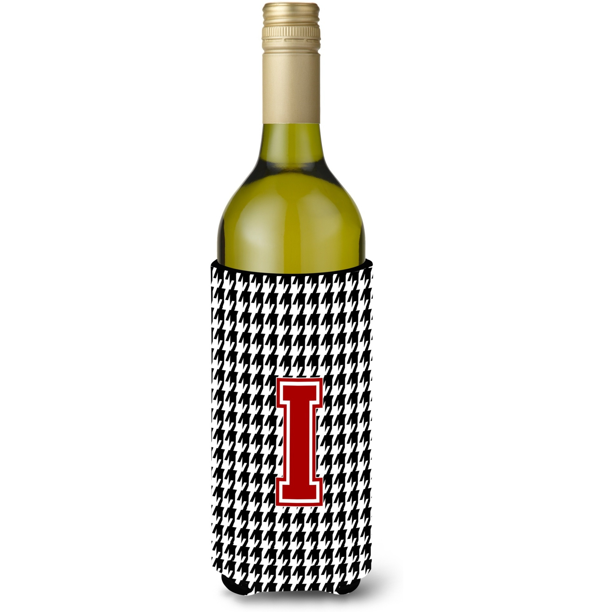 Monogram - Houndstooth  Initial  I Wine Bottle Beverage Insulator Beverage Insulator Hugger