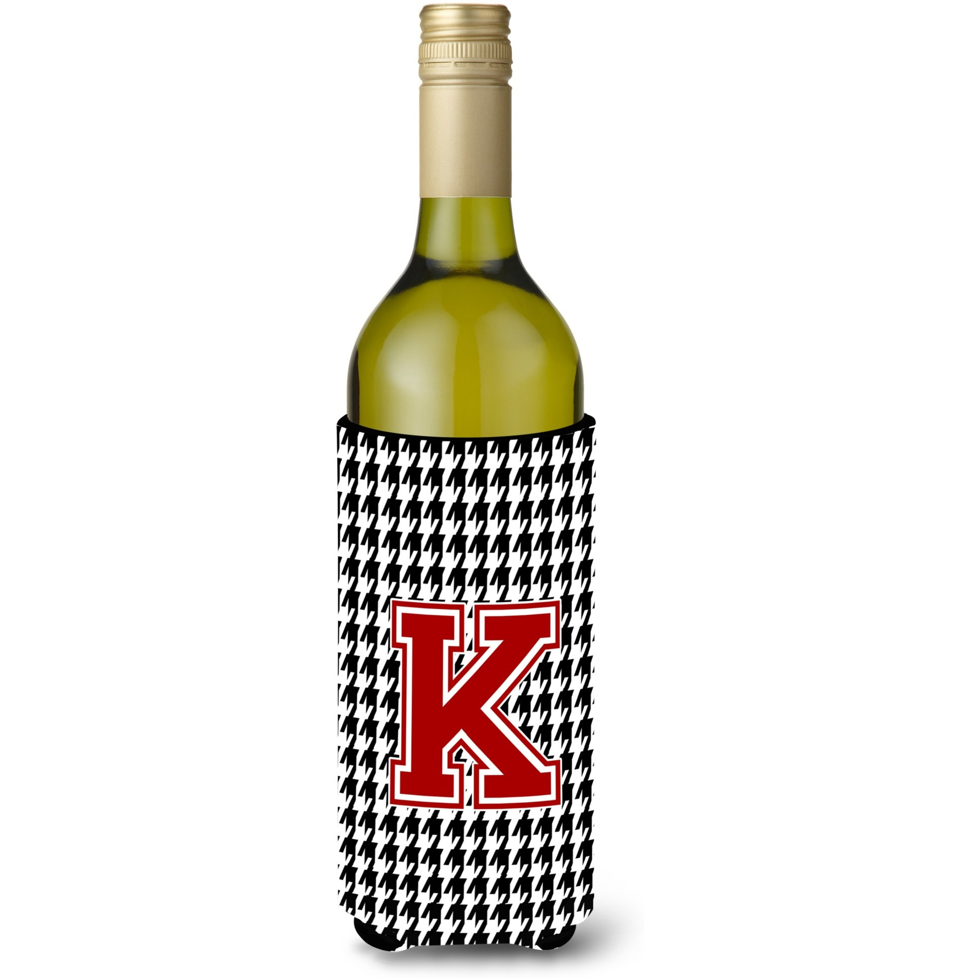 Monogram - Houndstooth  Initial  K Wine Bottle Beverage Insulator Beverage Insulator Hugger