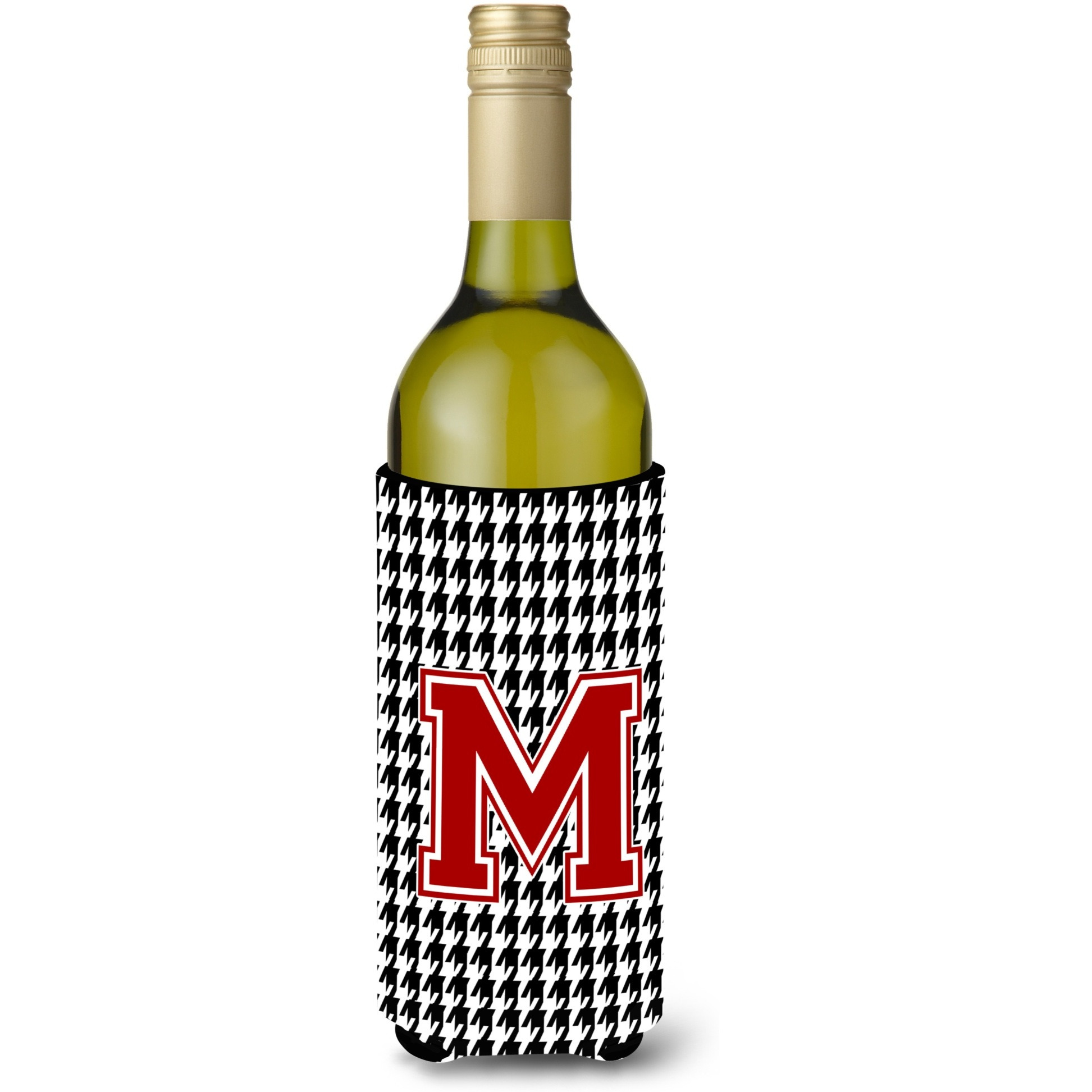 Monogram - Houndstooth  Initial  M Wine Bottle Beverage Insulator Beverage Insulator Hugger