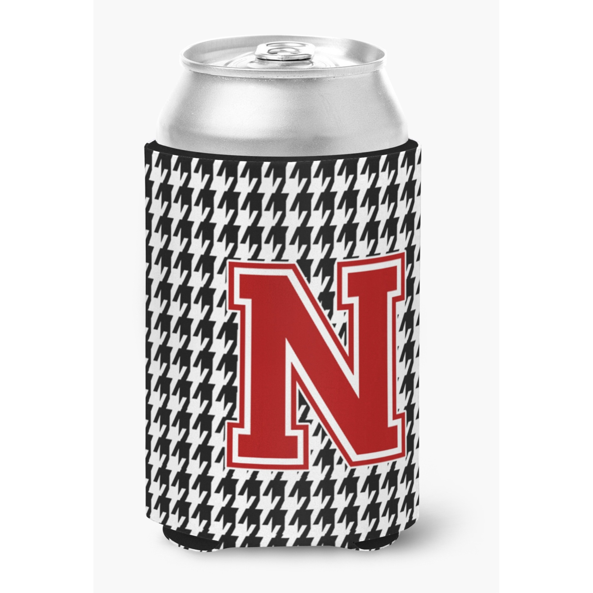 Monogram - Houndstooth Can or Bottle Beverage Insulator Hugger Initial N