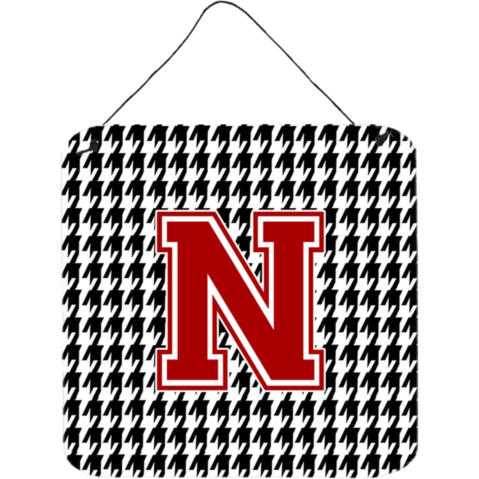 &quotCaroline's Treasures Monogram-Initial N Houndstooth Wall or Door Hanging Prints, 6 x 6"", Multicolor"