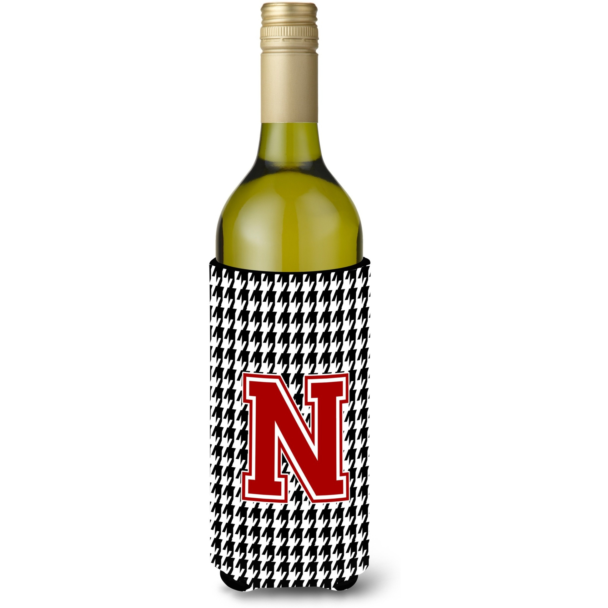 Monogram - Houndstooth  Initial  N Wine Bottle Beverage Insulator Beverage Insulator Hugger
