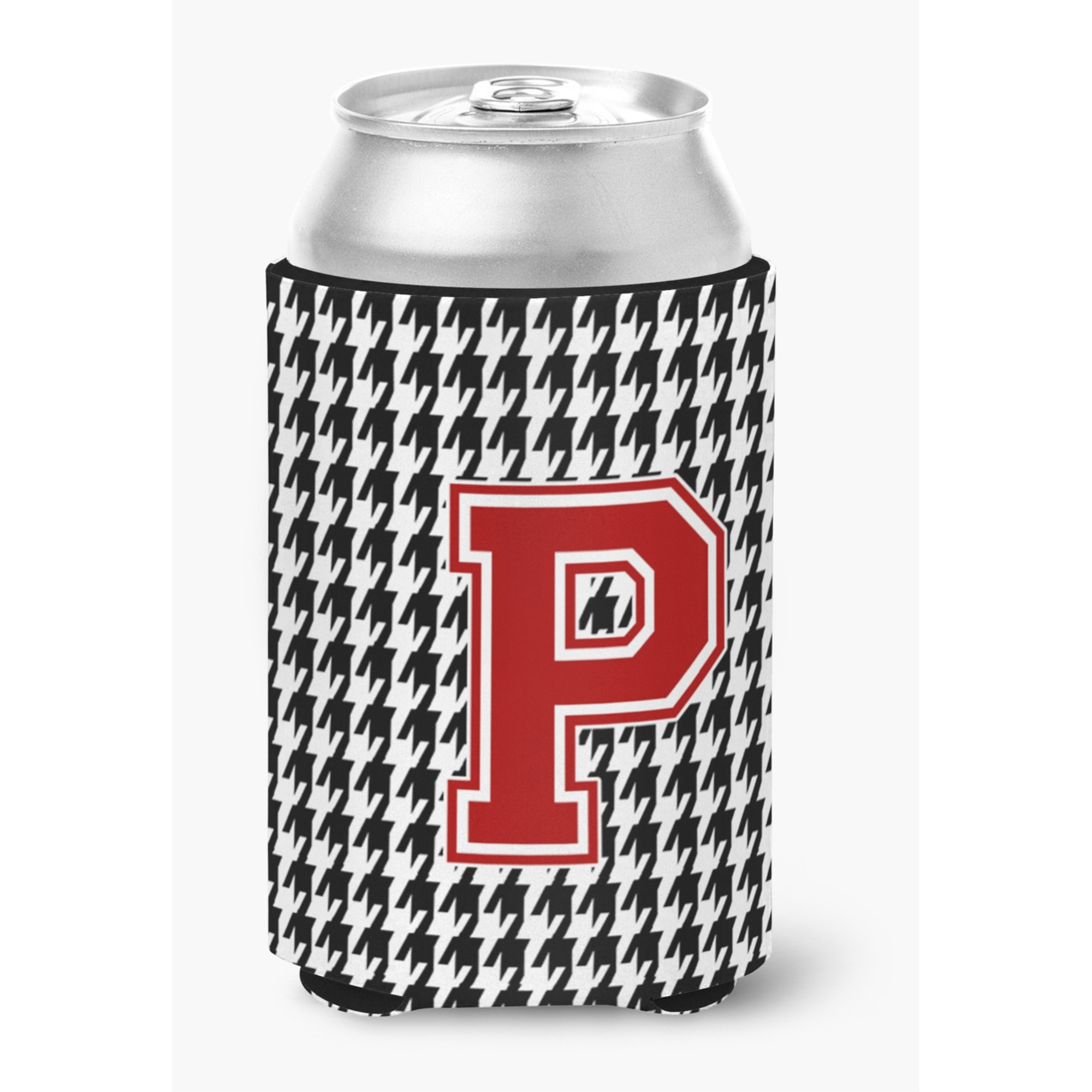 Monogram - Houndstooth Can or Bottle Beverage Insulator Hugger Initial P