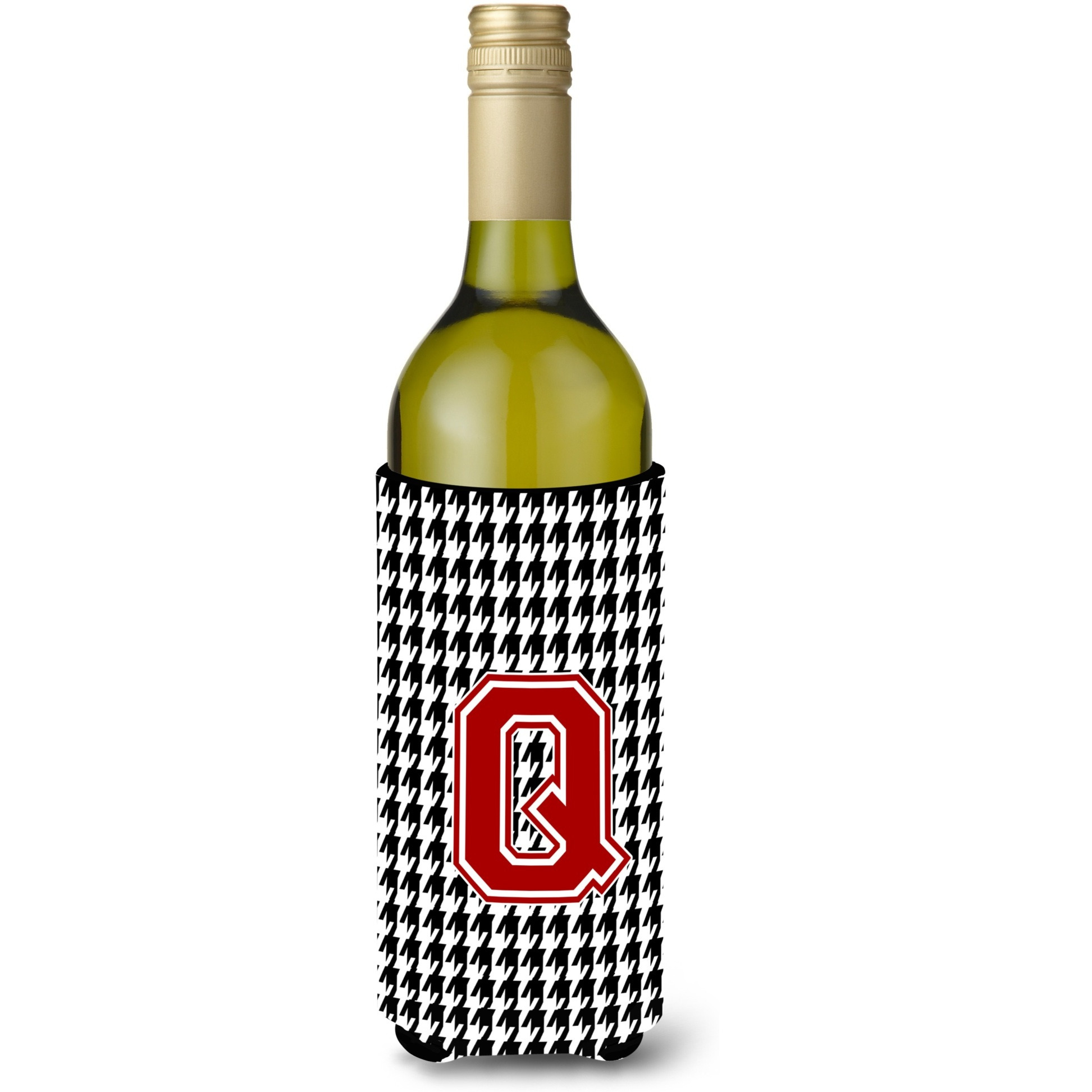 Monogram - Houndstooth  Initial  Q Wine Bottle Beverage Insulator Beverage Insulator Hugger