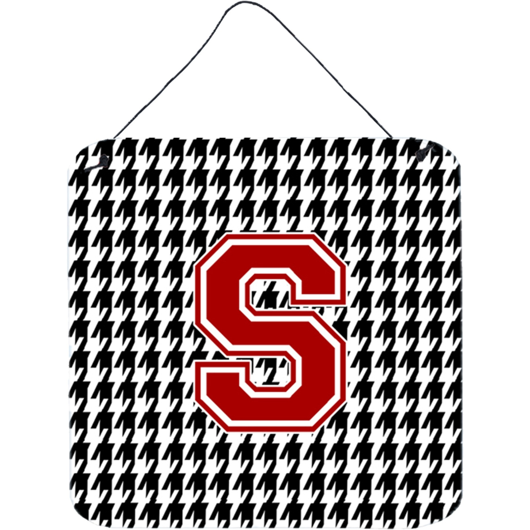 &quotCaroline's Treasures Monogram-Initial S Houndstooth Wall or Door Hanging Prints, 6 x 6"", Multicolor"