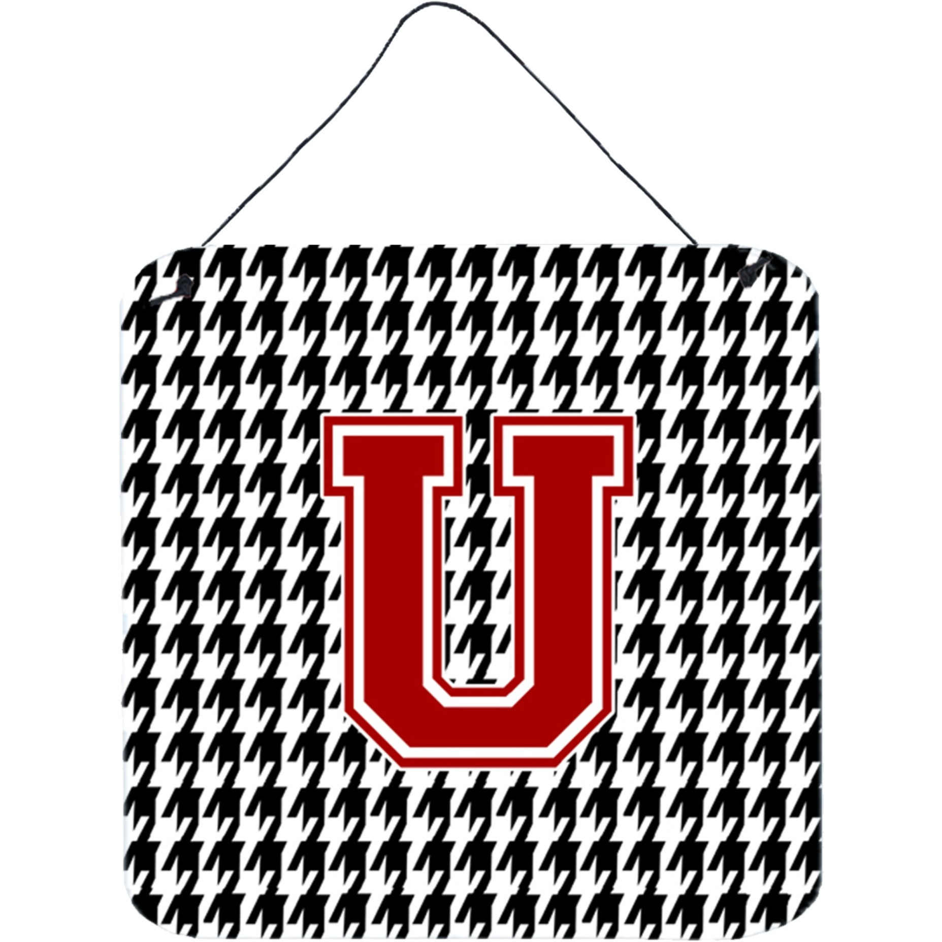&quotCaroline's Treasures Monogram-Initial U Houndstooth Wall or Door Hanging Prints, 6 x 6"", Multicolor"