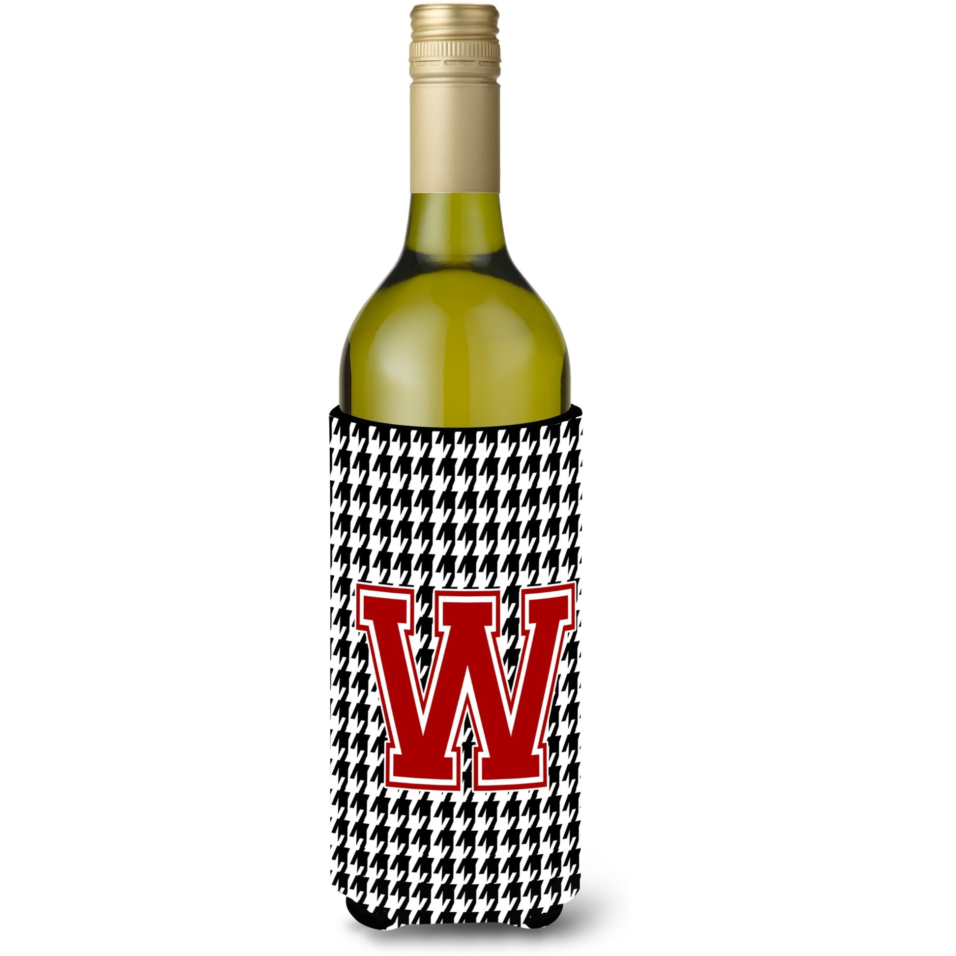 Monogram - Houndstooth  Initial  W Wine Bottle Beverage Insulator Beverage Insulator Hugger