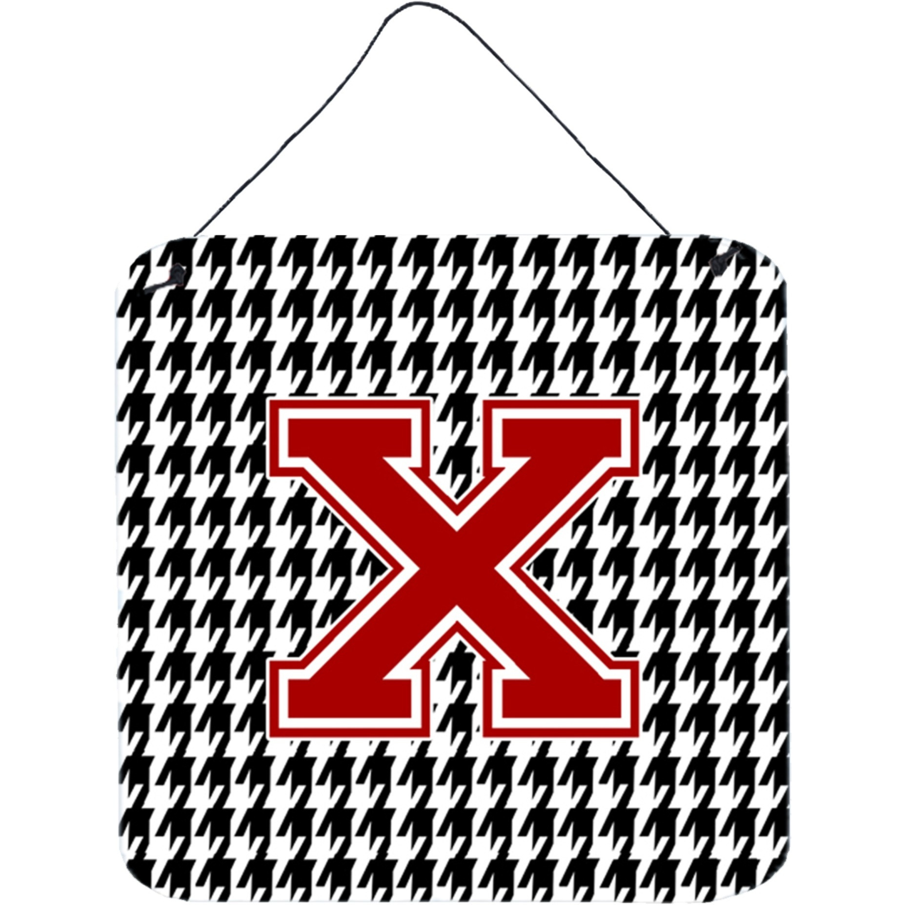 &quotCaroline's Treasures Monogram-Initial X Houndstooth Wall or Door Hanging Prints, 6 x 6"", Multicolor"