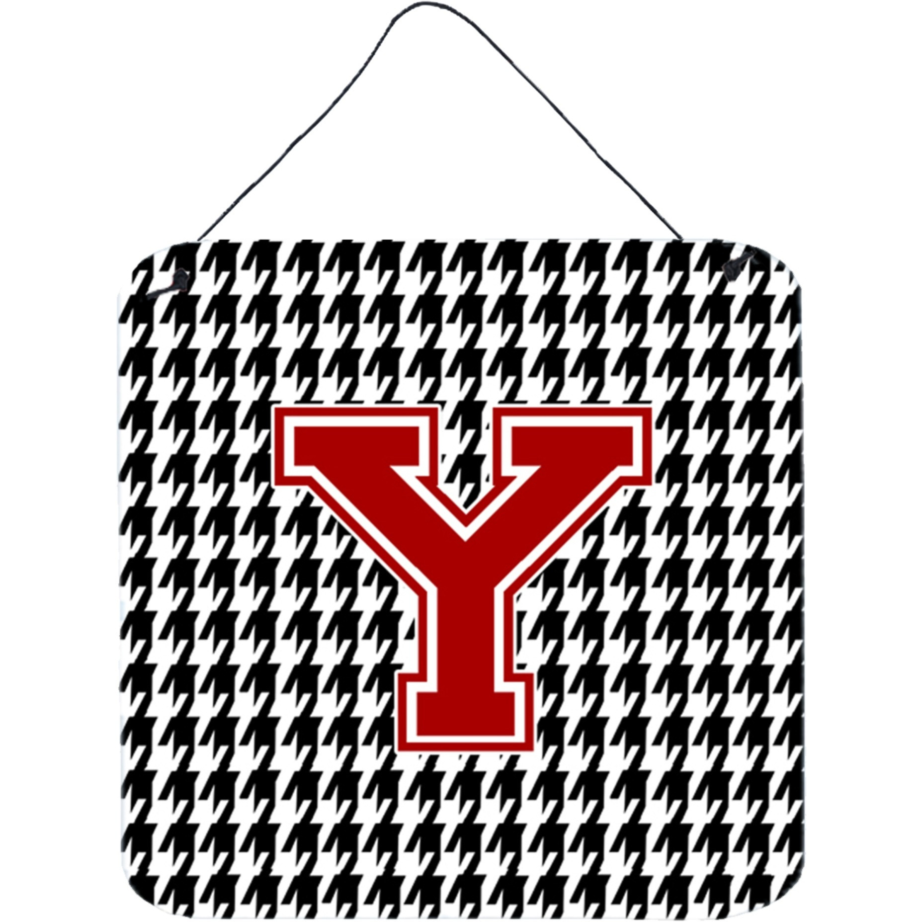 &quotCaroline's Treasures Monogram-Initial Y Houndstooth Wall or Door Hanging Prints, 6 x 6"", Multicolor"
