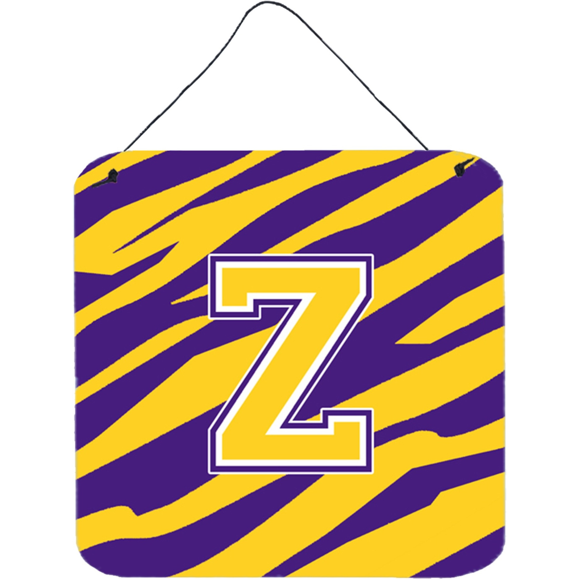 &quotCaroline's Treasures Tiger Stripe-Purple Gold Wall or Door Hanging Prints, Initial Z, 6 x 6"", Multicolor"