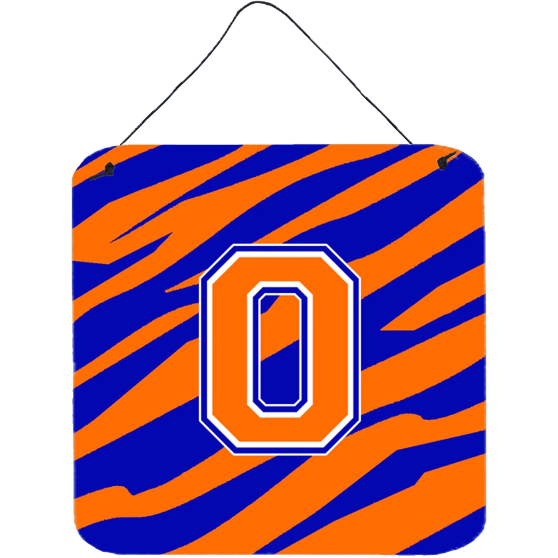 &quotCaroline's Treasures Letter O Initial with Tiger Stripe-Blue Orange Wall or Door Hanging Prints, 6 x 6"", Multicolor"