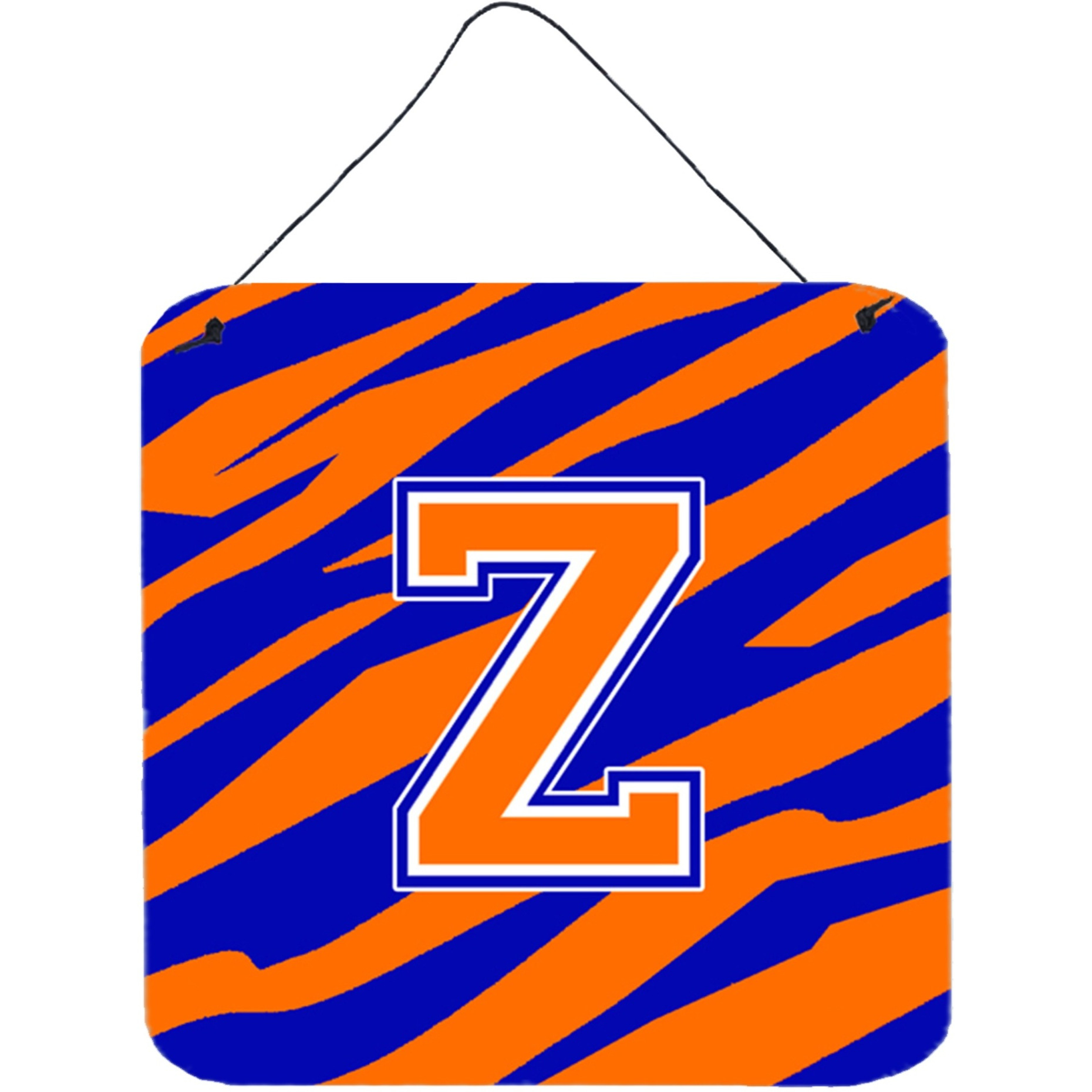 &quotCaroline's Treasures Letter Z Initial with Tiger Stripe-Blue Orange Wall or Door Hanging Prints, 6 x 6"", Multicolor"