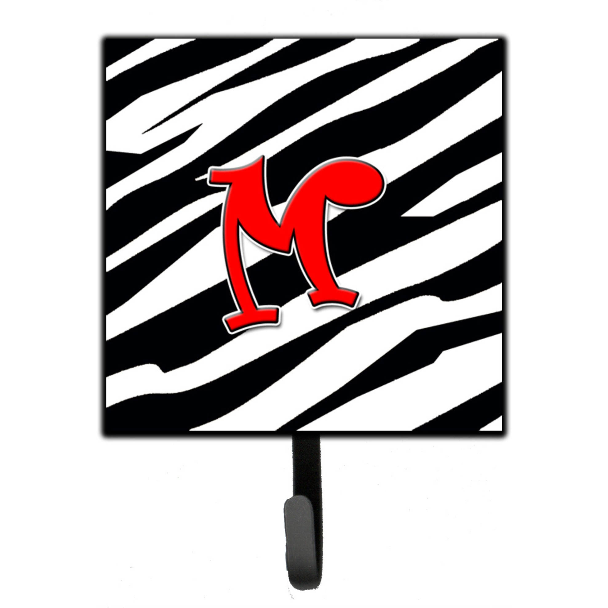 &quotCaroline's Treasures CJ1024-MSH4 Letter M Initial Monogram-Zebra Red Leash Holder or Key Hook, Small, Multicolor"
