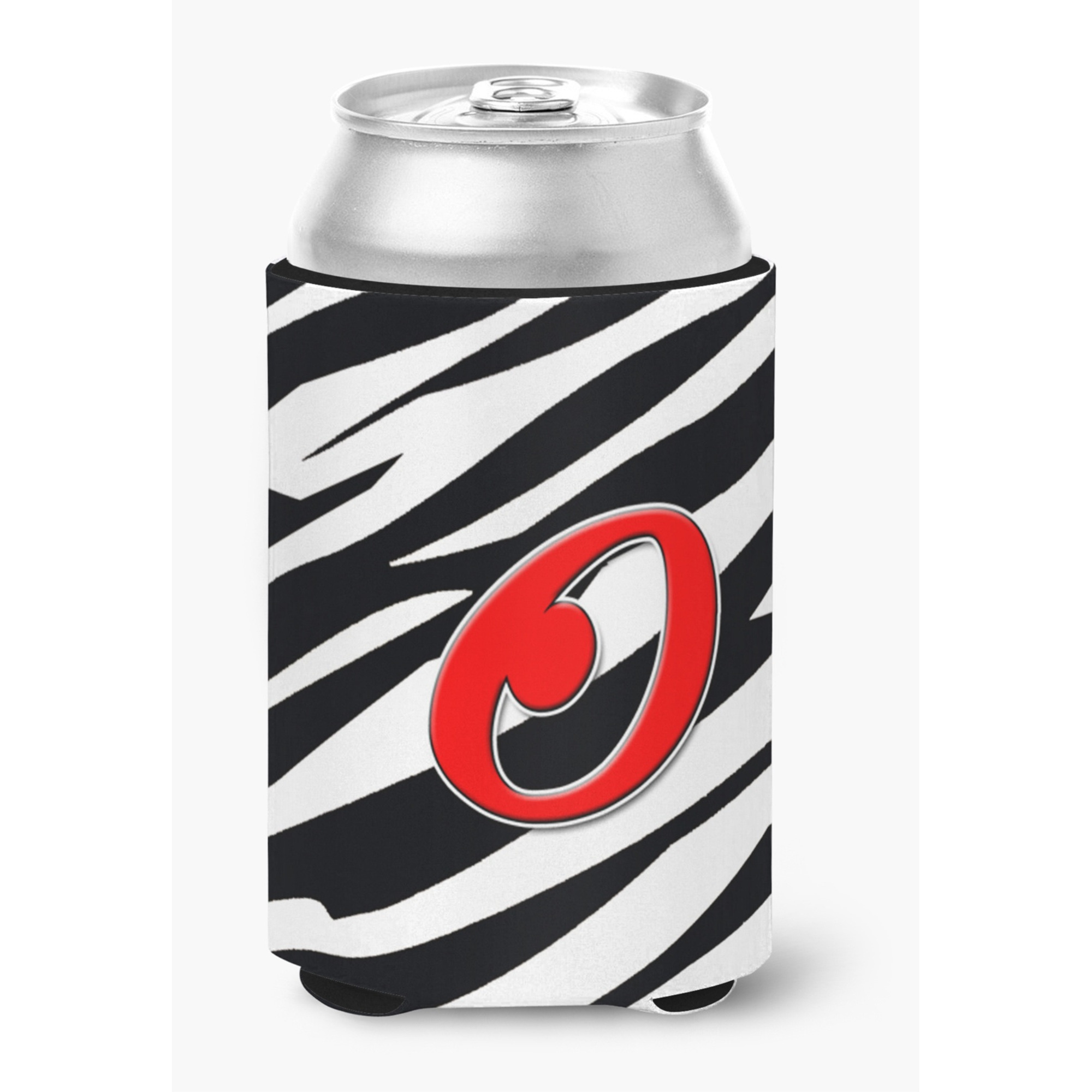 Letter O Initial Monogram - Zebra Red Can or Bottle Beverage Insulator Hugger