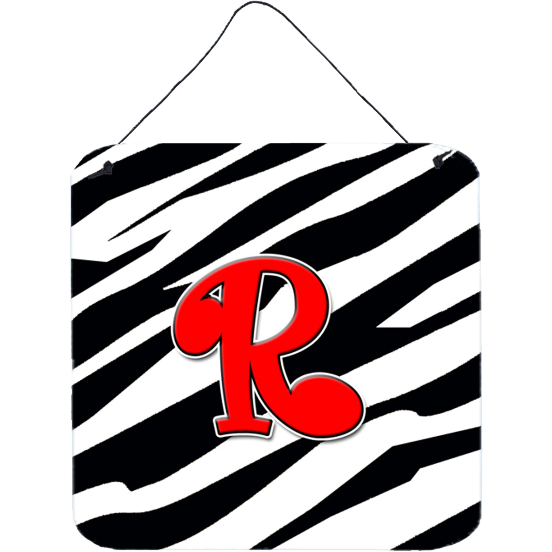 &quotCaroline's Treasures Letter R Initial with Monogram-Zebra Red Wall or Door Hanging Prints, 6 x 6"", Multicolor"
